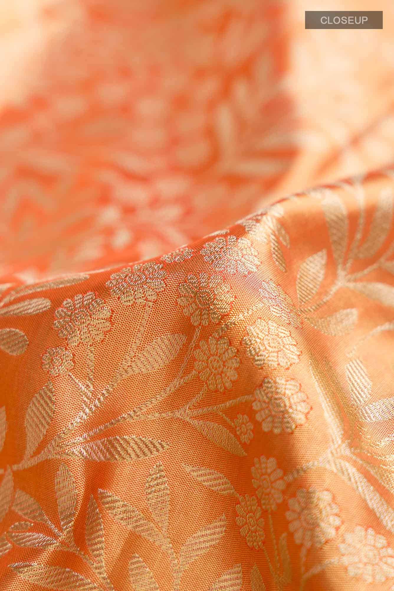 Orange Kanchipuram Tissue Silk Saree