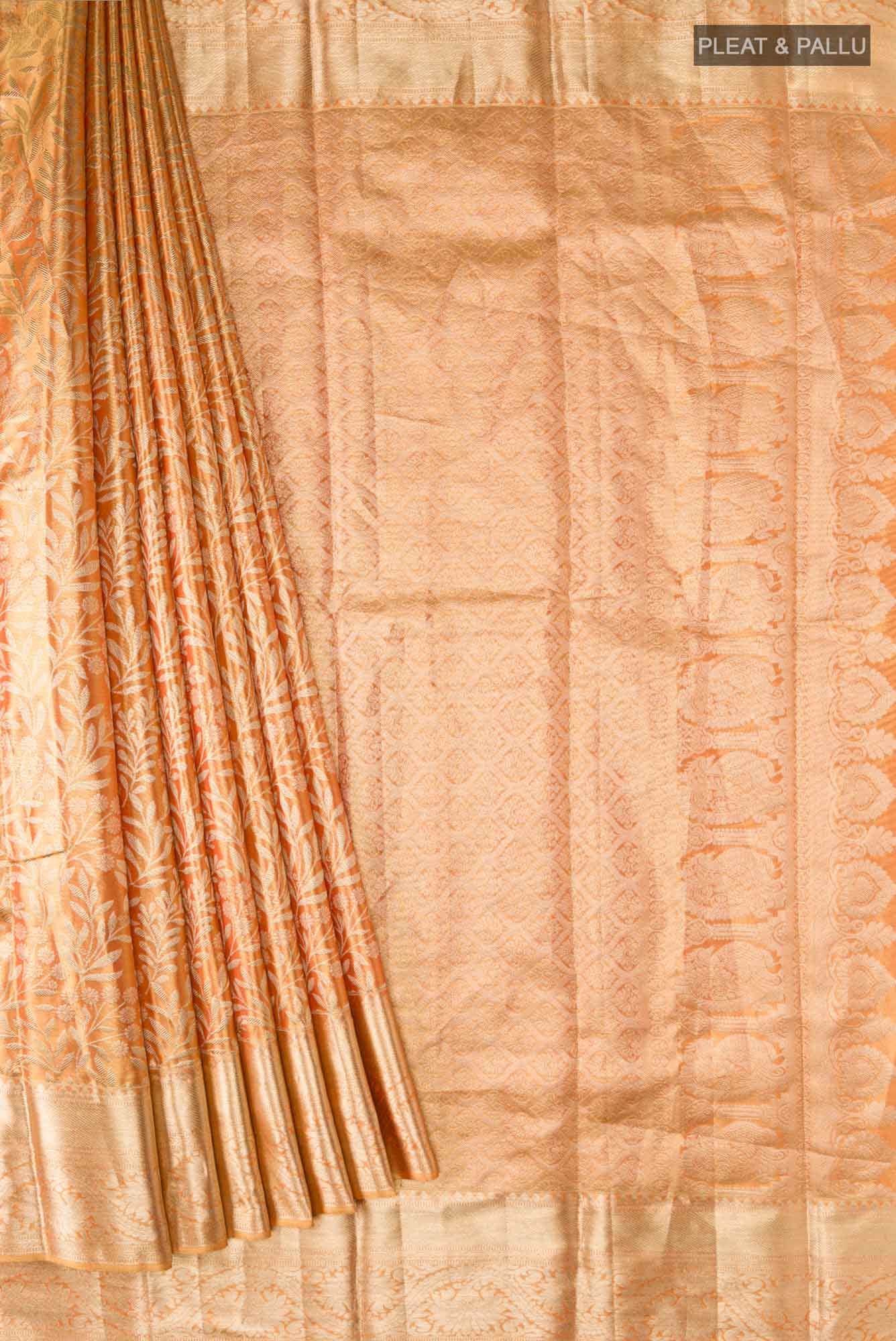 Orange Kanchipuram Tissue Silk Saree