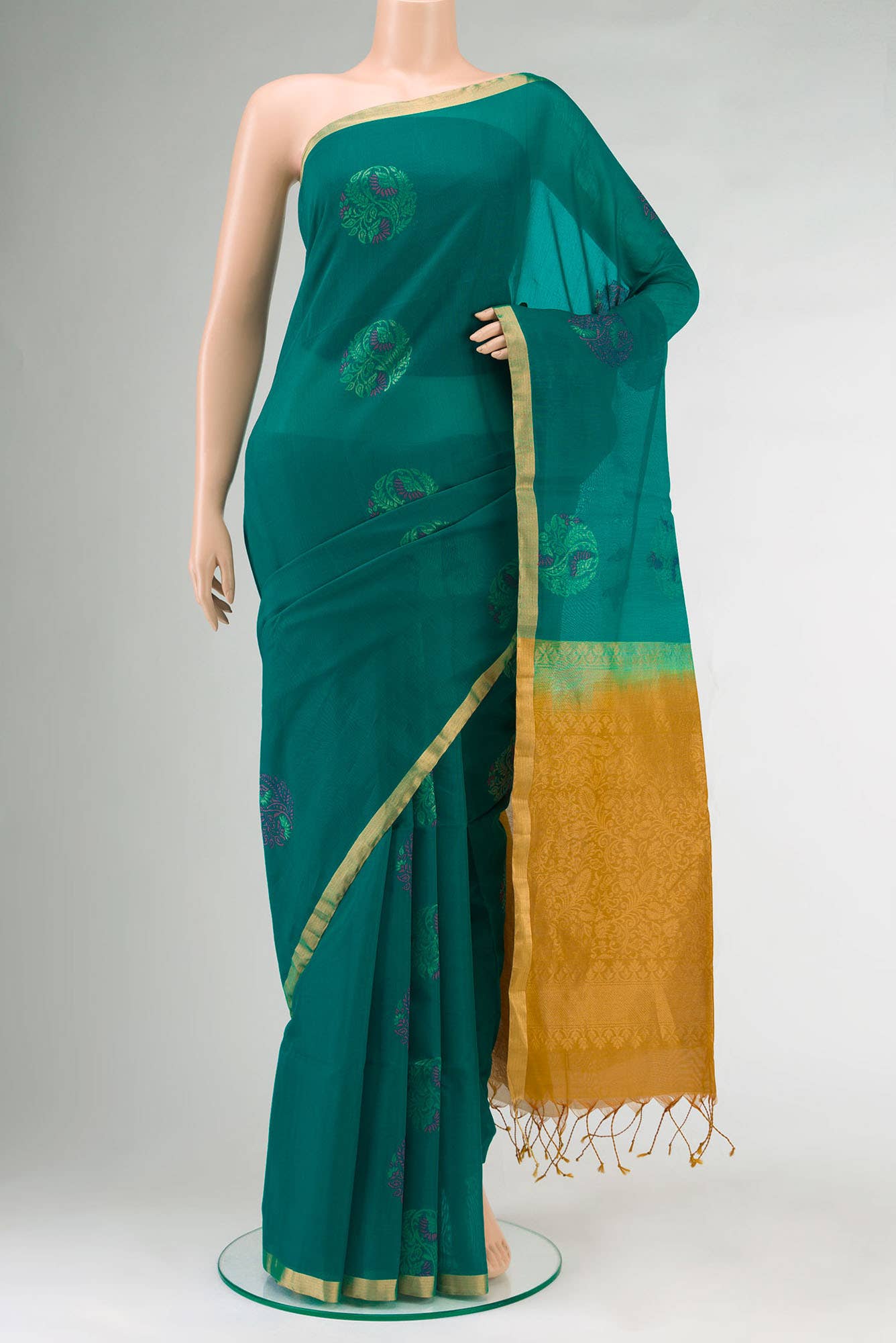 Green Silk Cotton Saree
