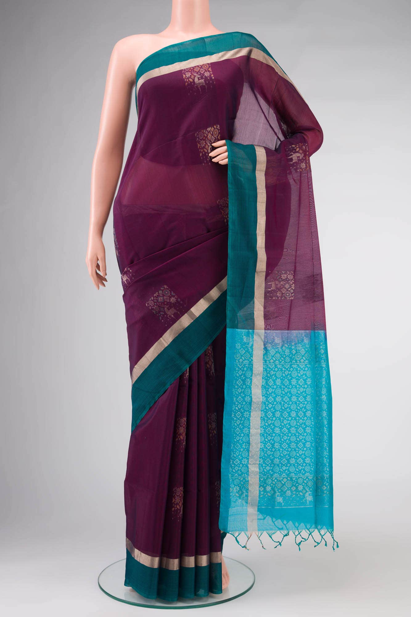 Magenta Silk Cotton Saree