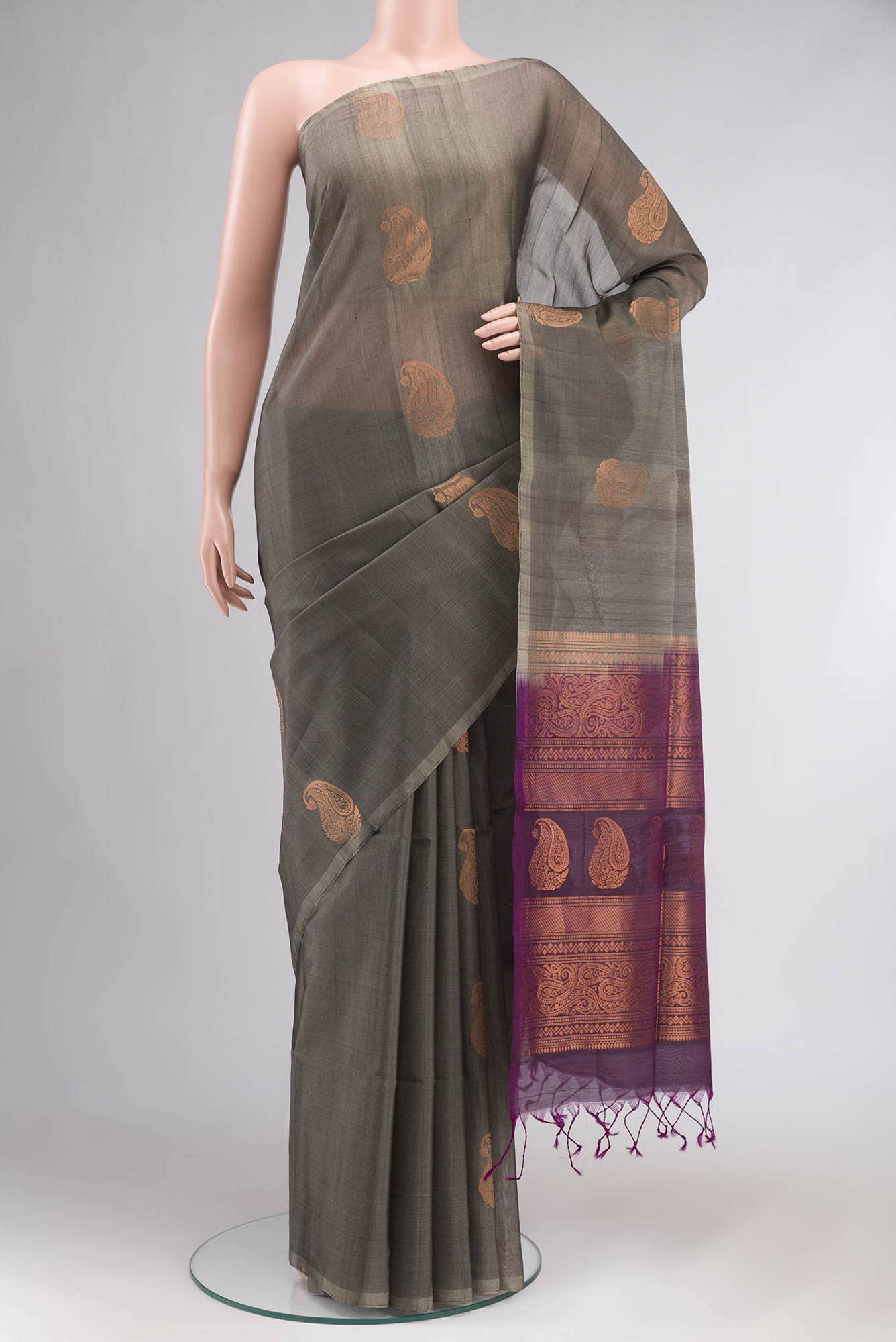 Grey Silk Cotton Saree