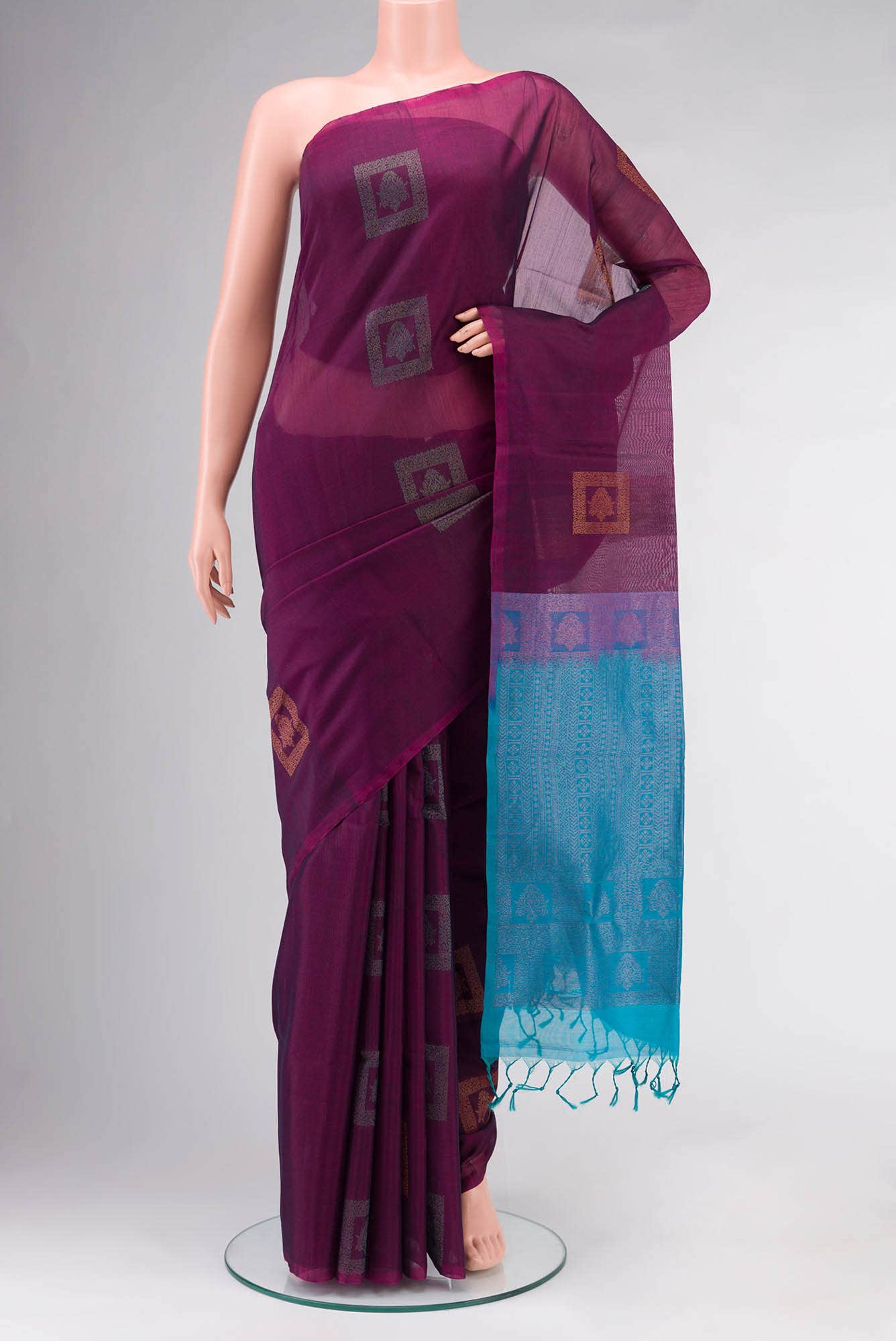 Purple Silk Cotton Saree
