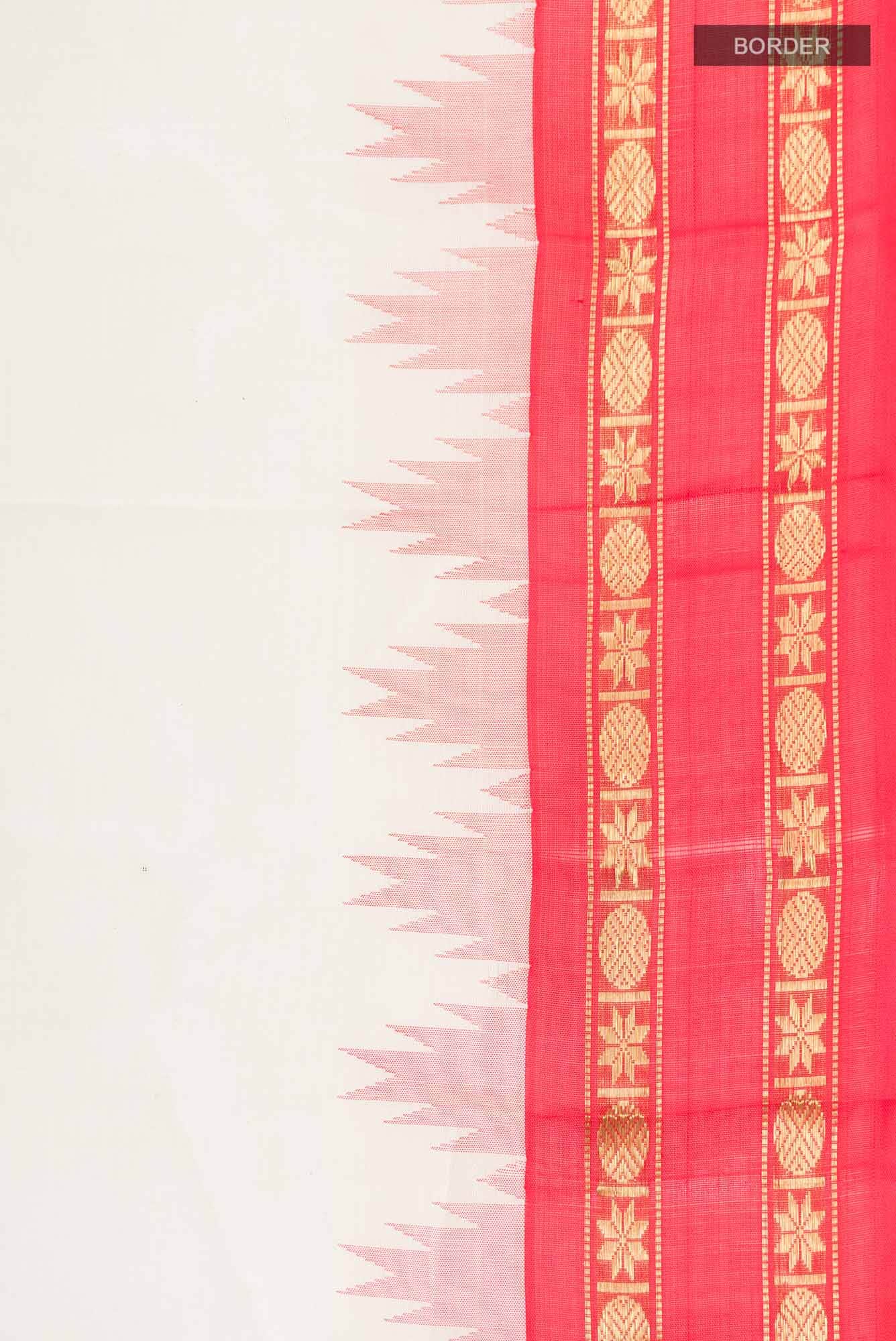 White Kanchi Cotton Saree