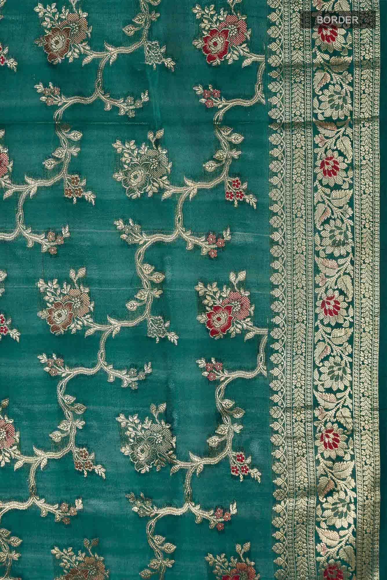 Green Banarasi Raw Silk Saree