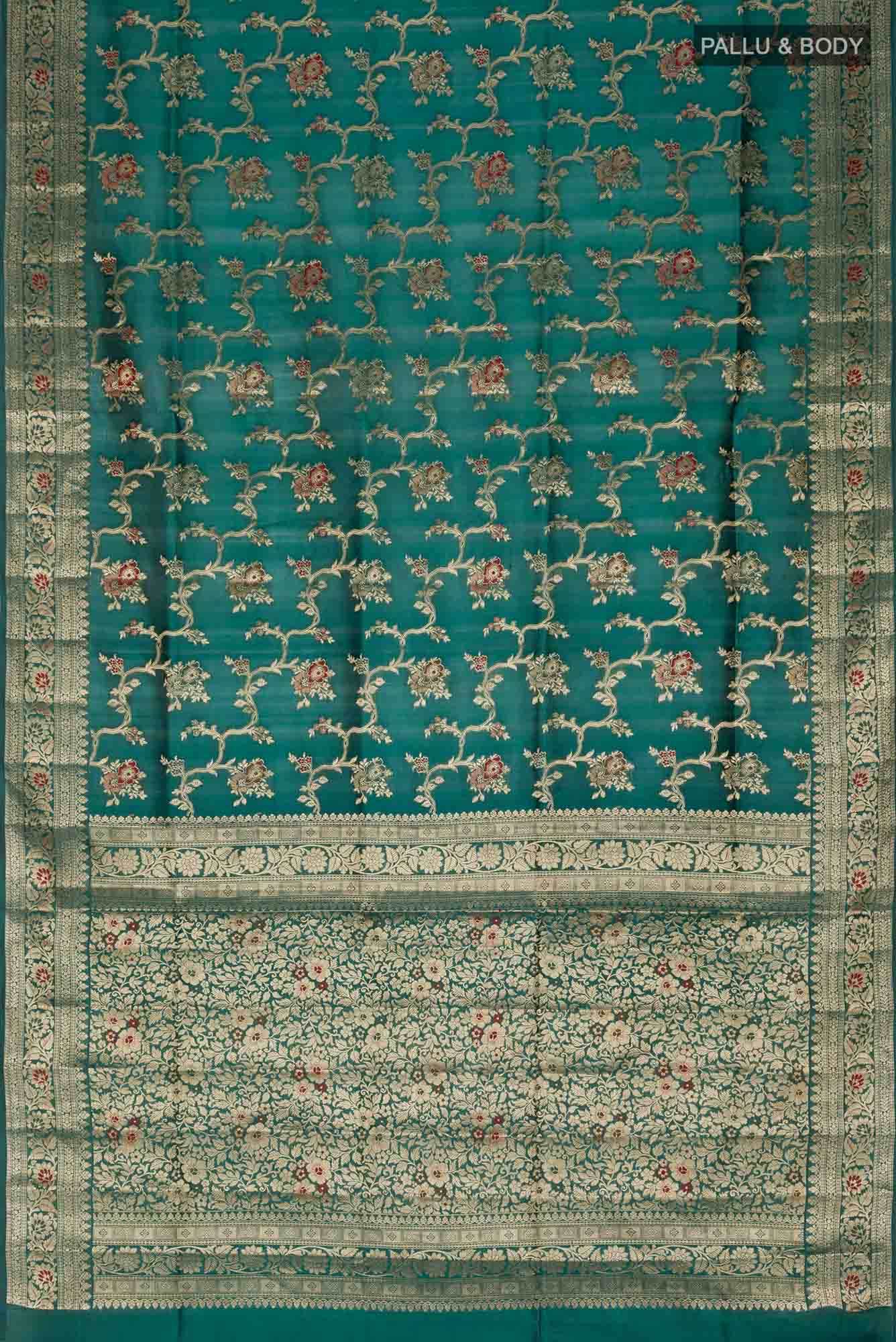 Green Banarasi Raw Silk Saree