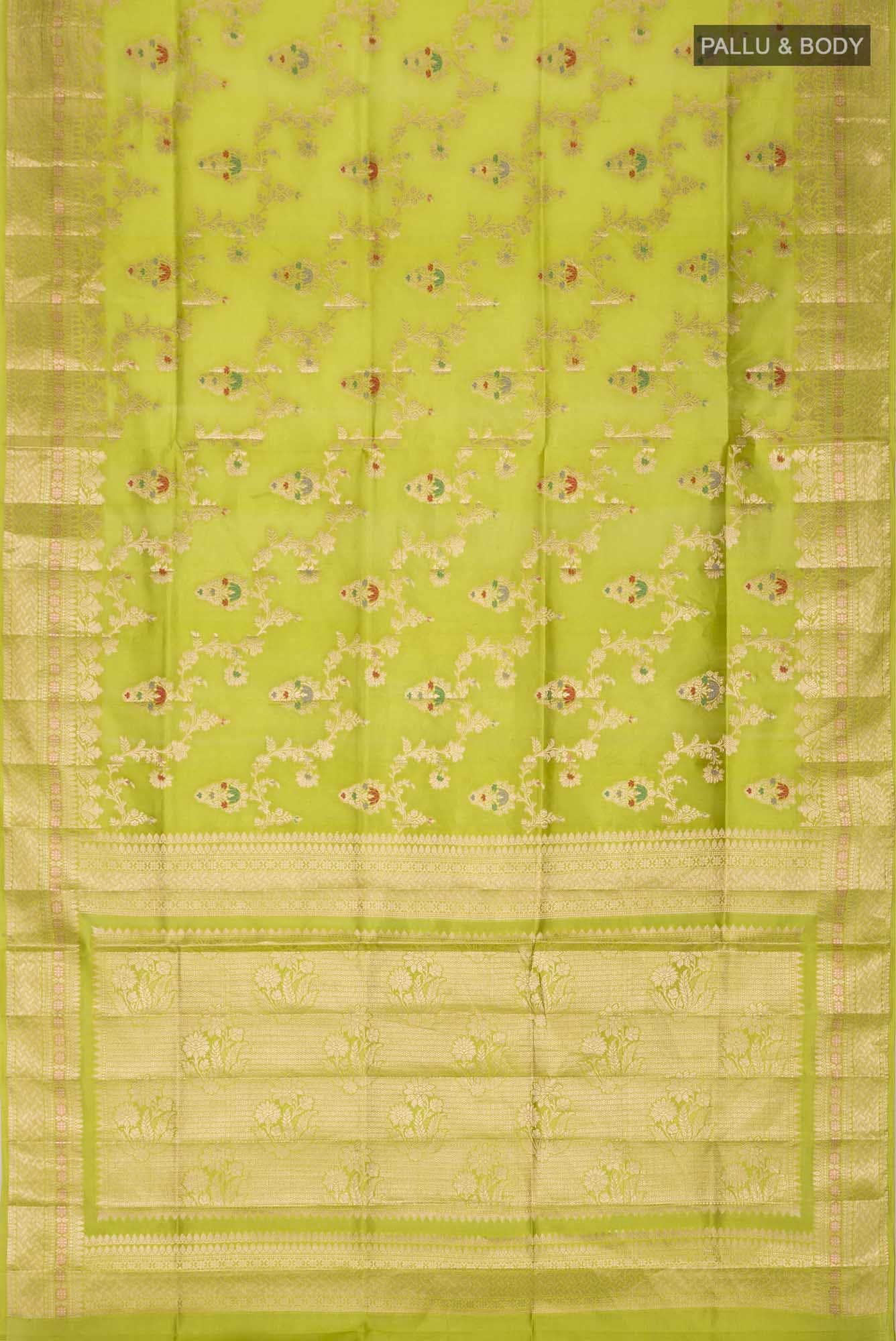 Green Banarasi Raw Silk Saree