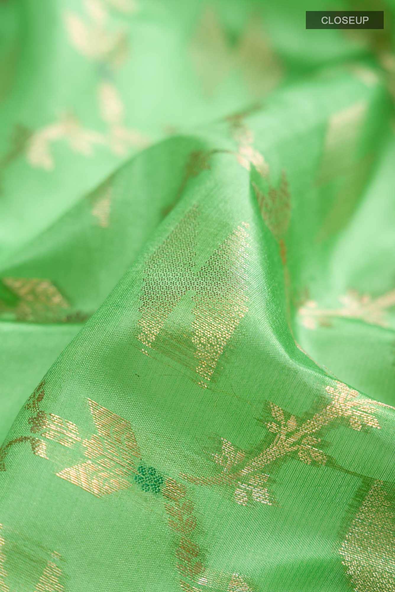 Green Banarasi Raw Silk Saree