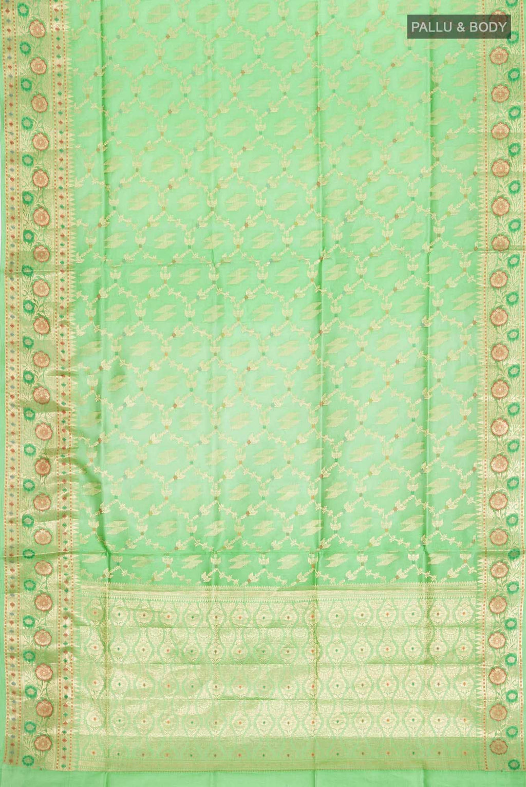 Green Banarasi Raw Silk Saree