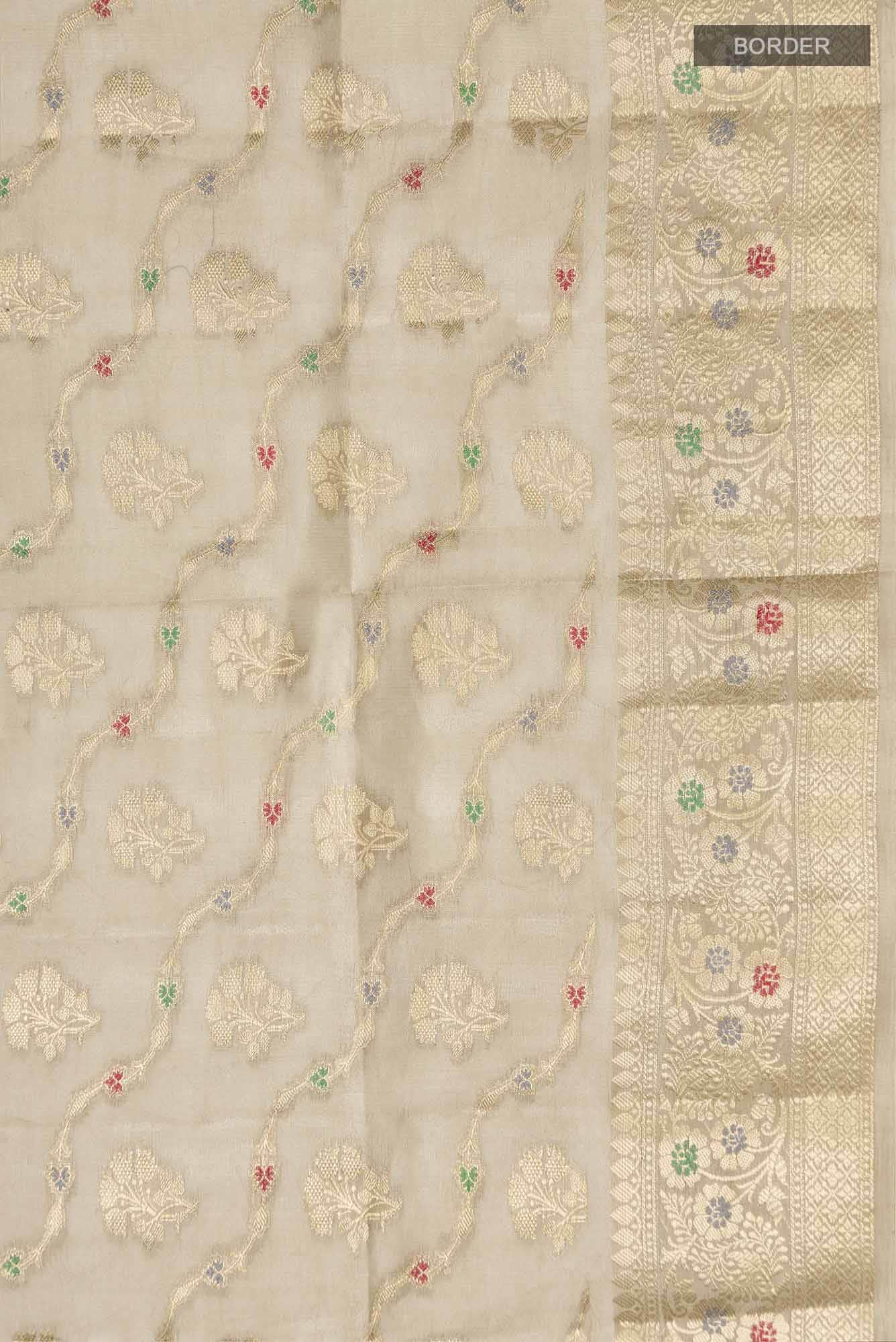 Dark Beige Banarasi Raw Silk Saree