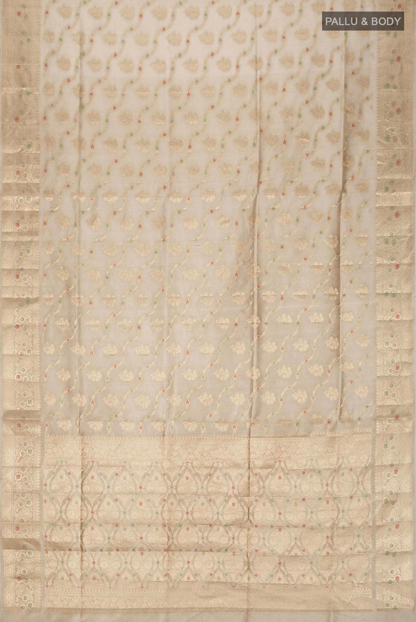 Dark Beige Banarasi Raw Silk Saree