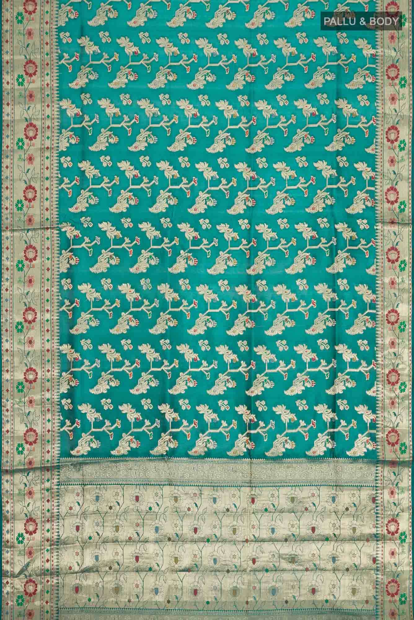 Green Banarasi Raw Silk Saree