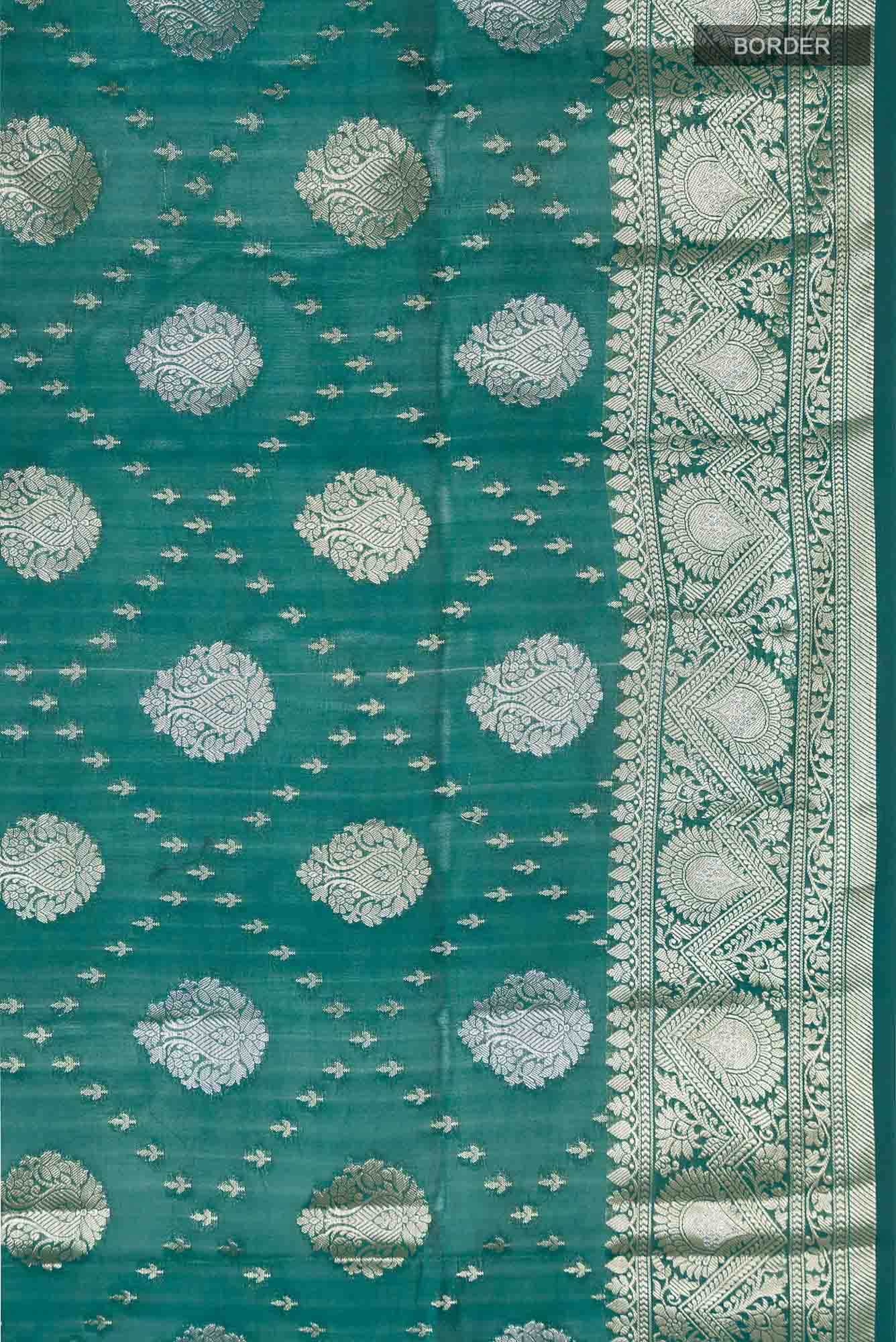 Green Banarasi Raw Silk Saree