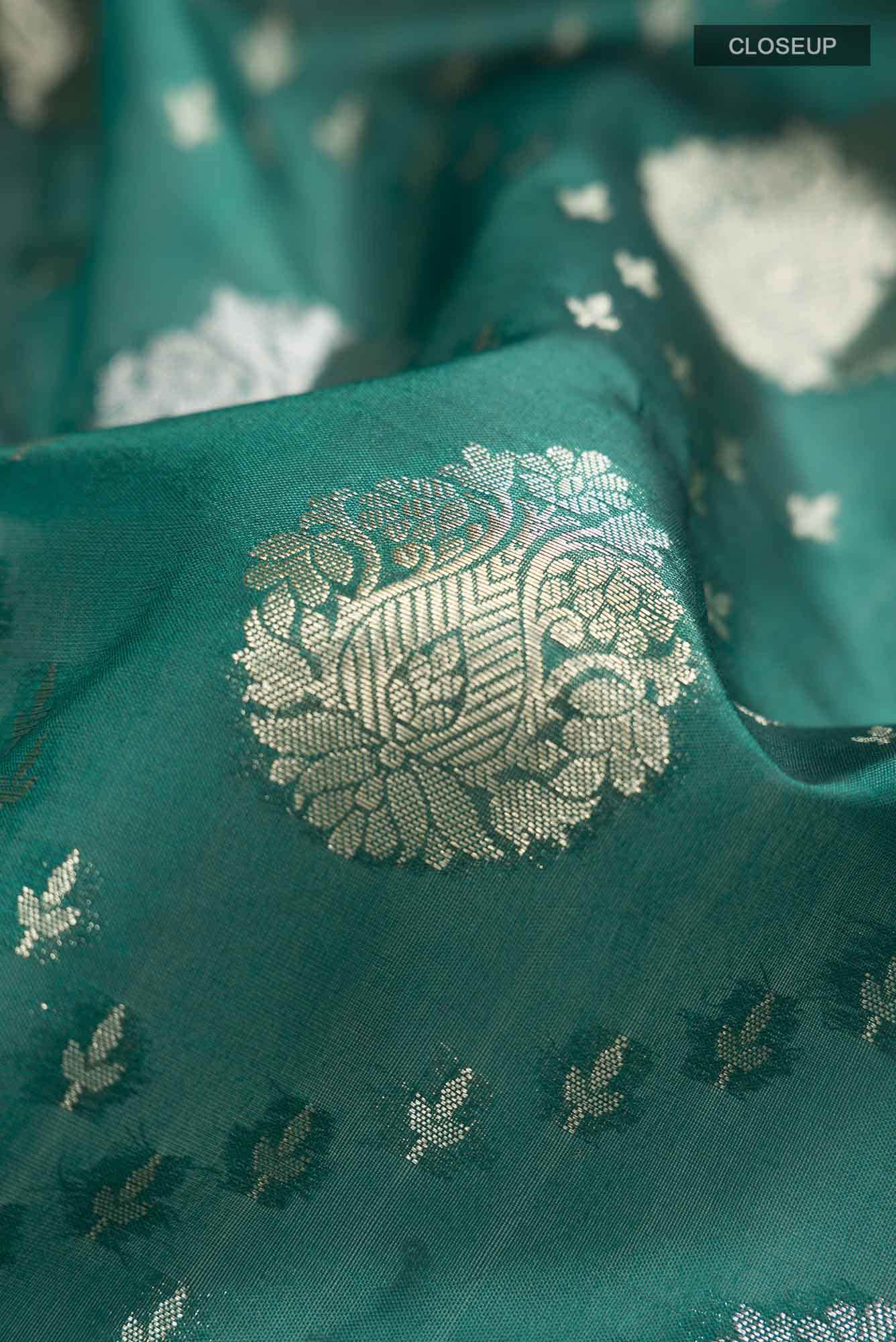 Green Banarasi Raw Silk Saree