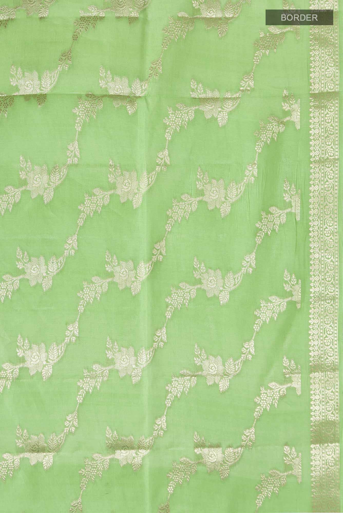 Green Banarasi Raw Silk Saree