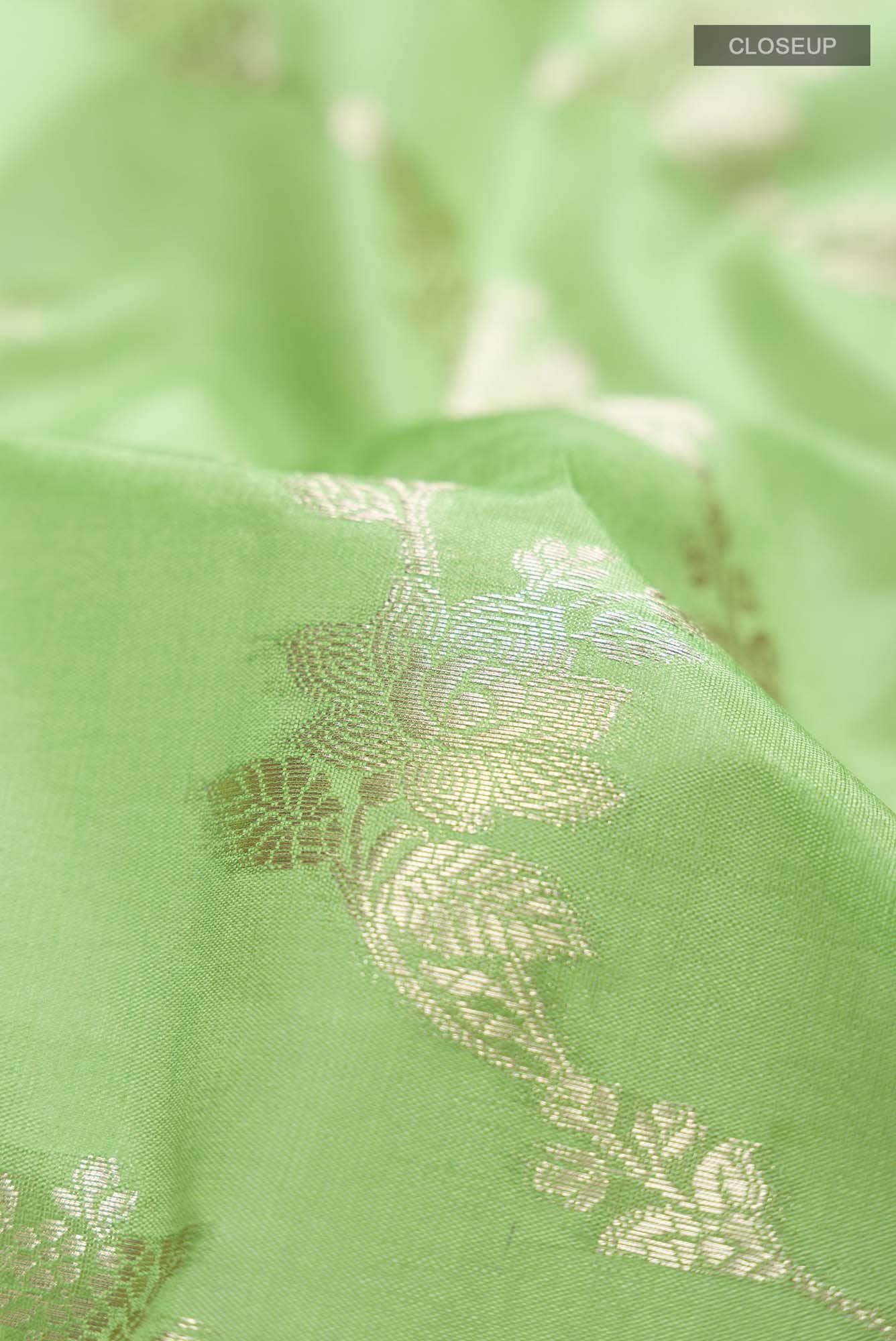 Green Banarasi Raw Silk Saree