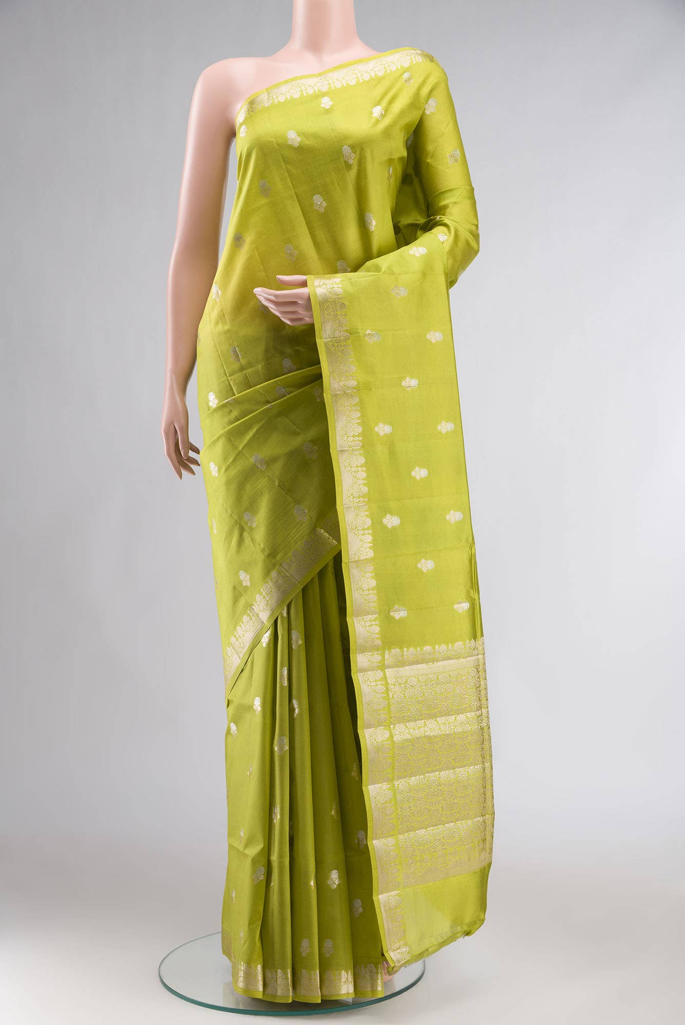 Green Banarasi Raw Silk Saree