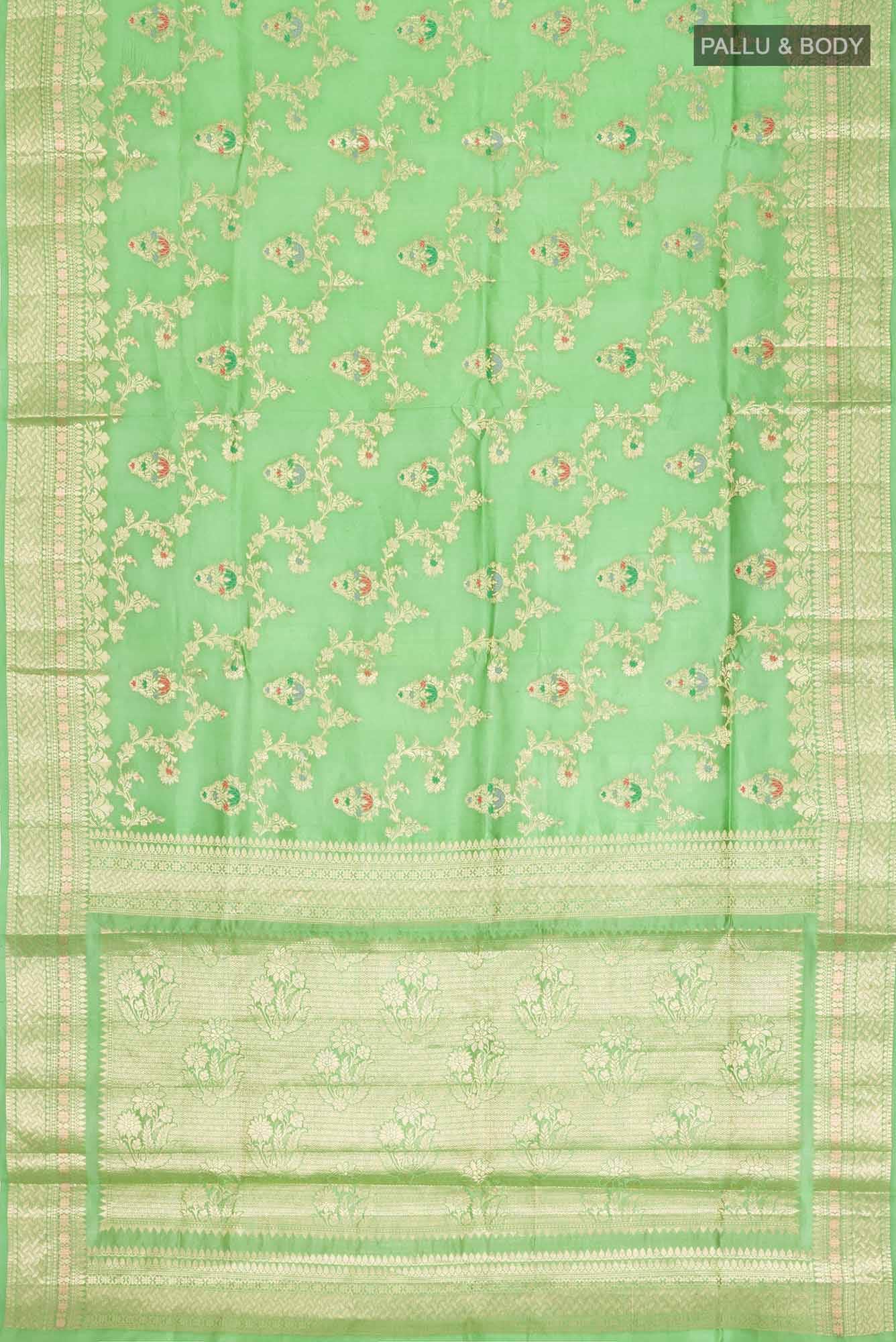 Green Banarasi Raw Silk Saree