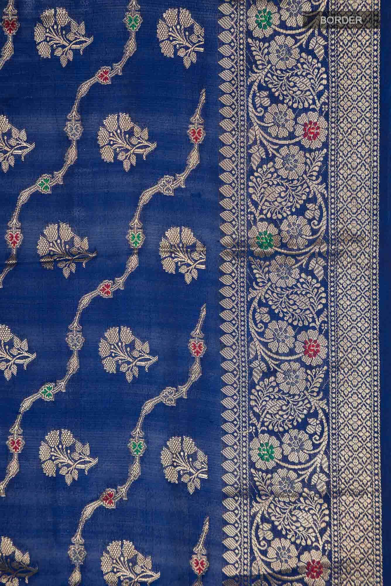 Blue Banarasi Raw Silk Saree