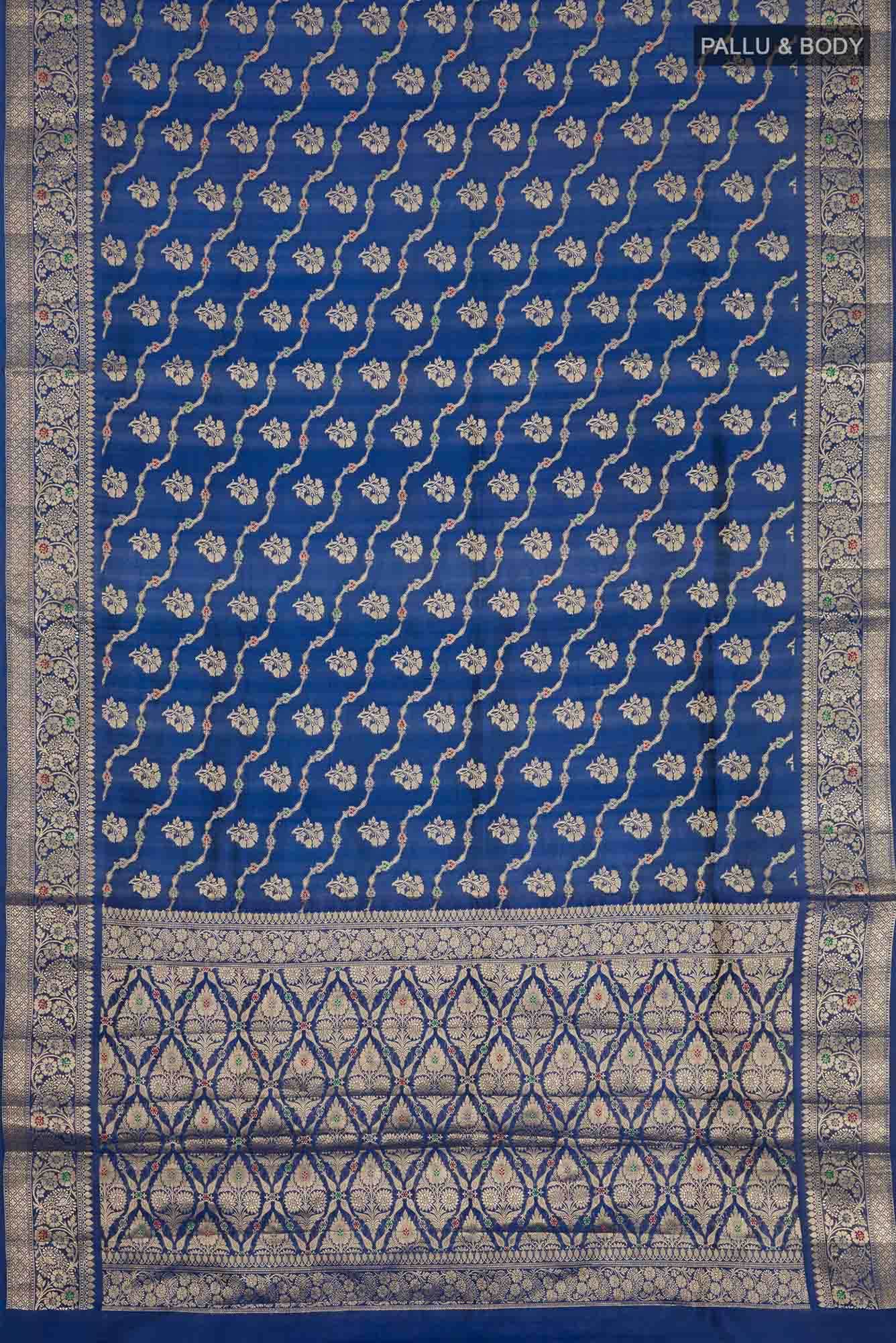 Blue Banarasi Raw Silk Saree