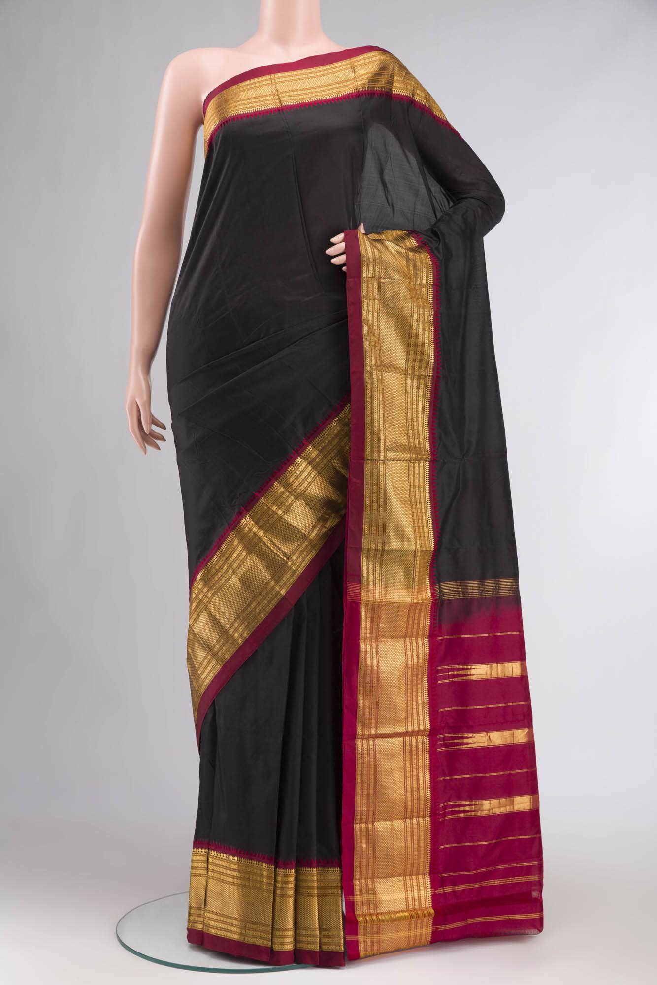 Black Narayanpet Silk Saree