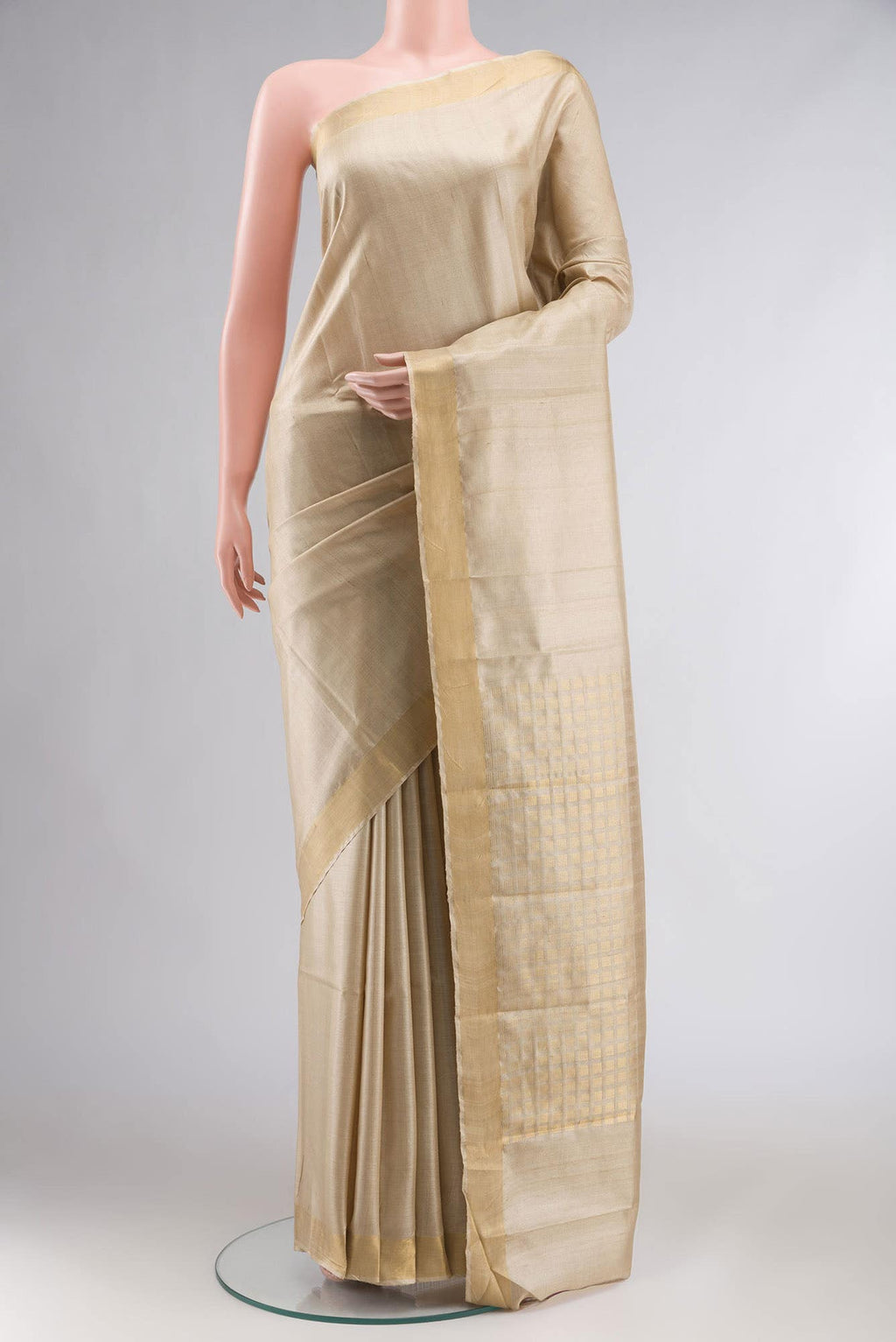 Beige Bhagalpuri Tussar Silk Saree