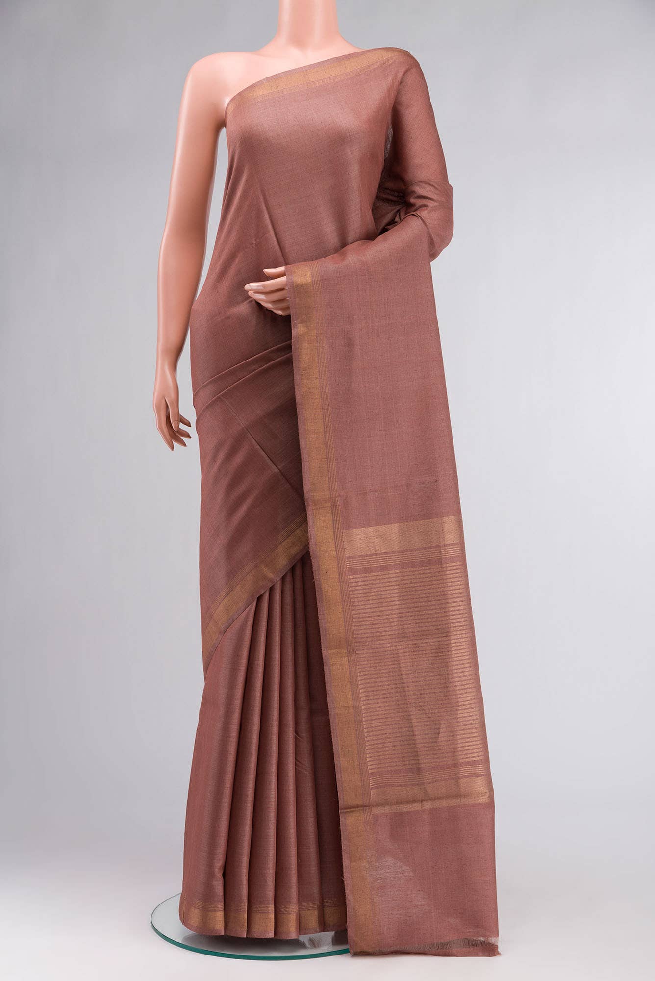 Brown Bhagalpuri Tussar Silk Saree