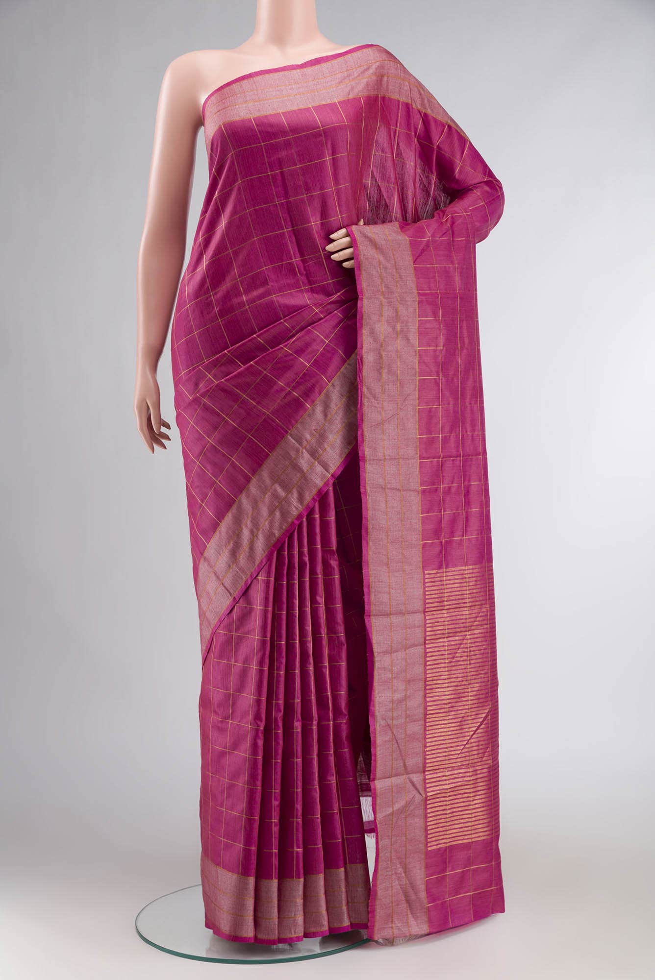 Pink Bhagalpuri Tussar Silk Saree