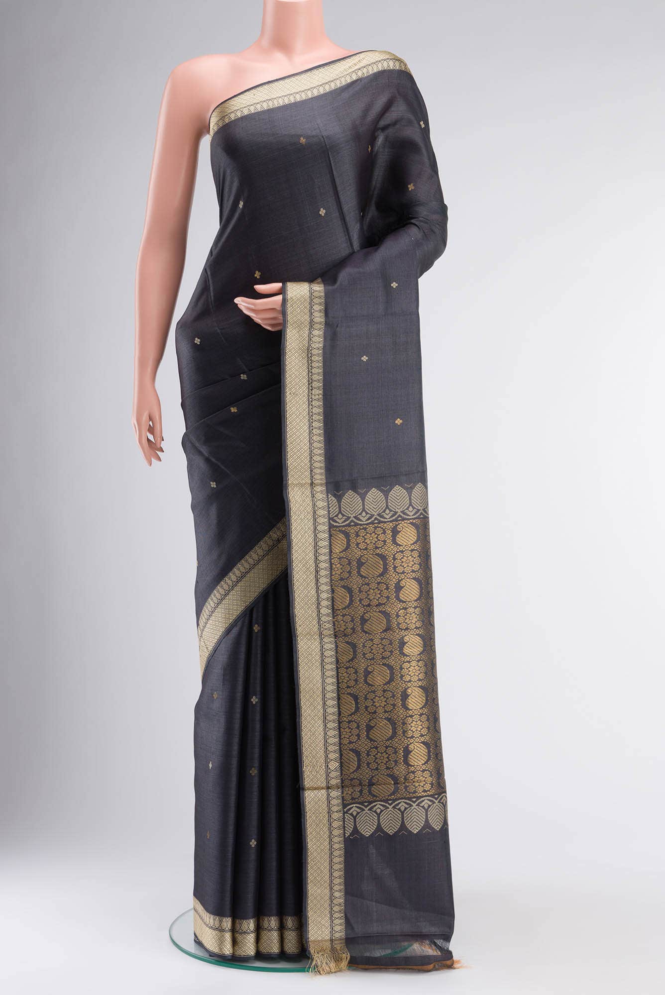 Black Bhagalpuri Tussar Silk Saree