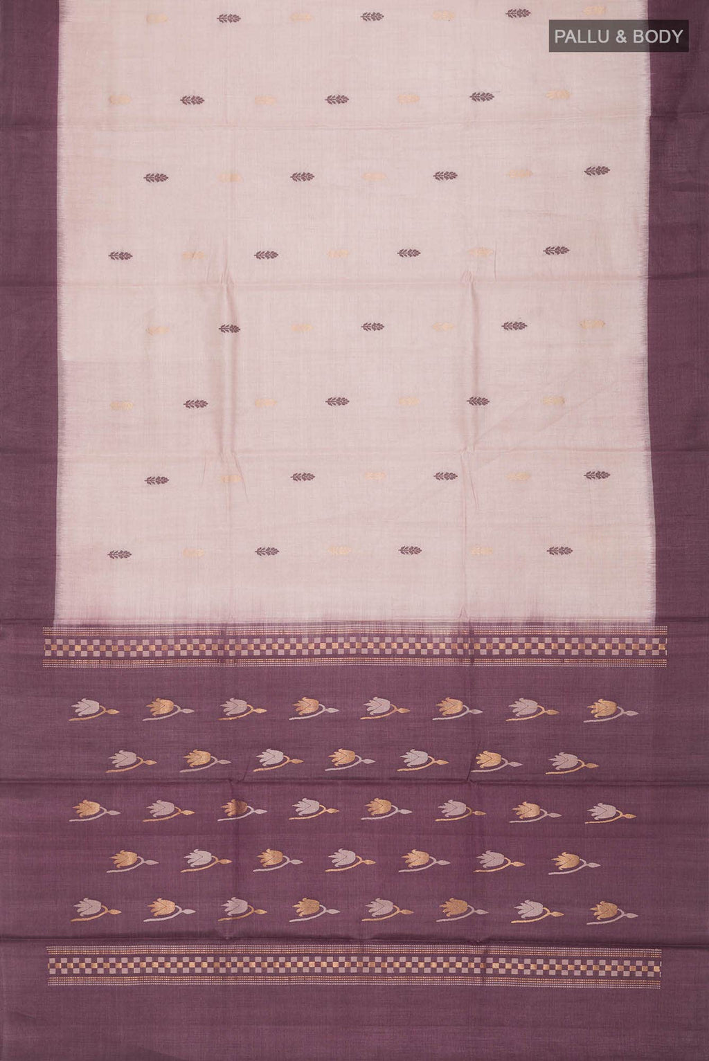 Beige Bhagalpuri Tussar Silk Saree