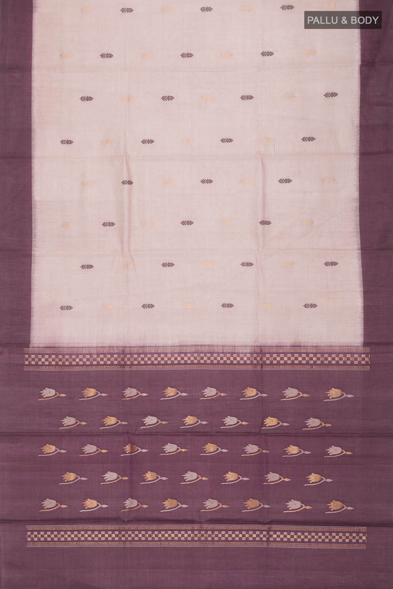 Beige Bhagalpuri Tussar Silk Saree
