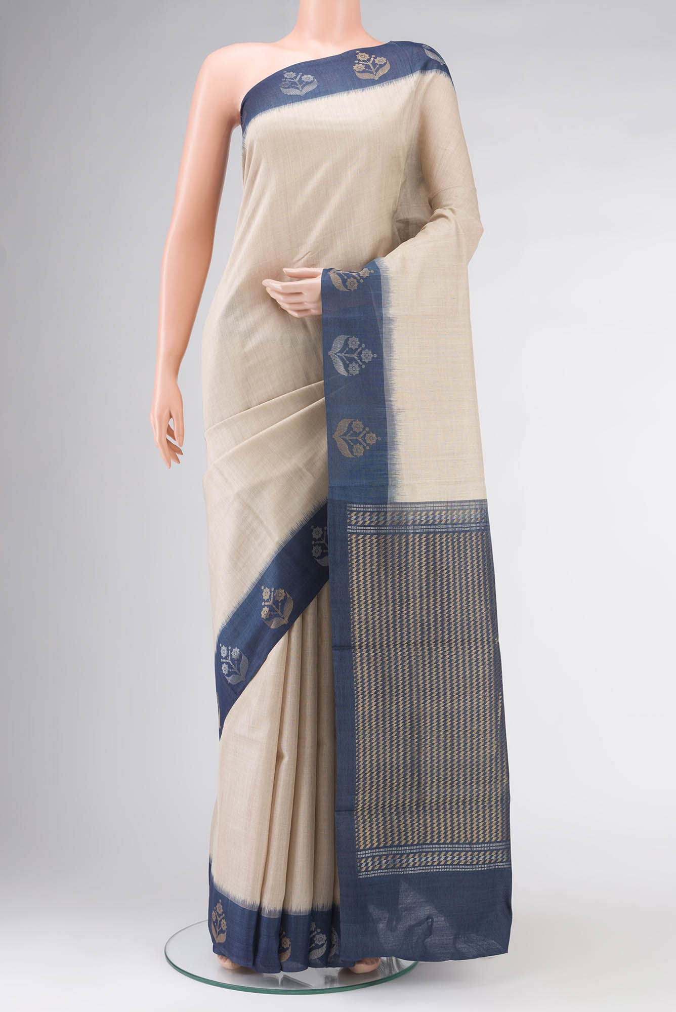 Beige Bhagalpuri Tussar Silk Saree