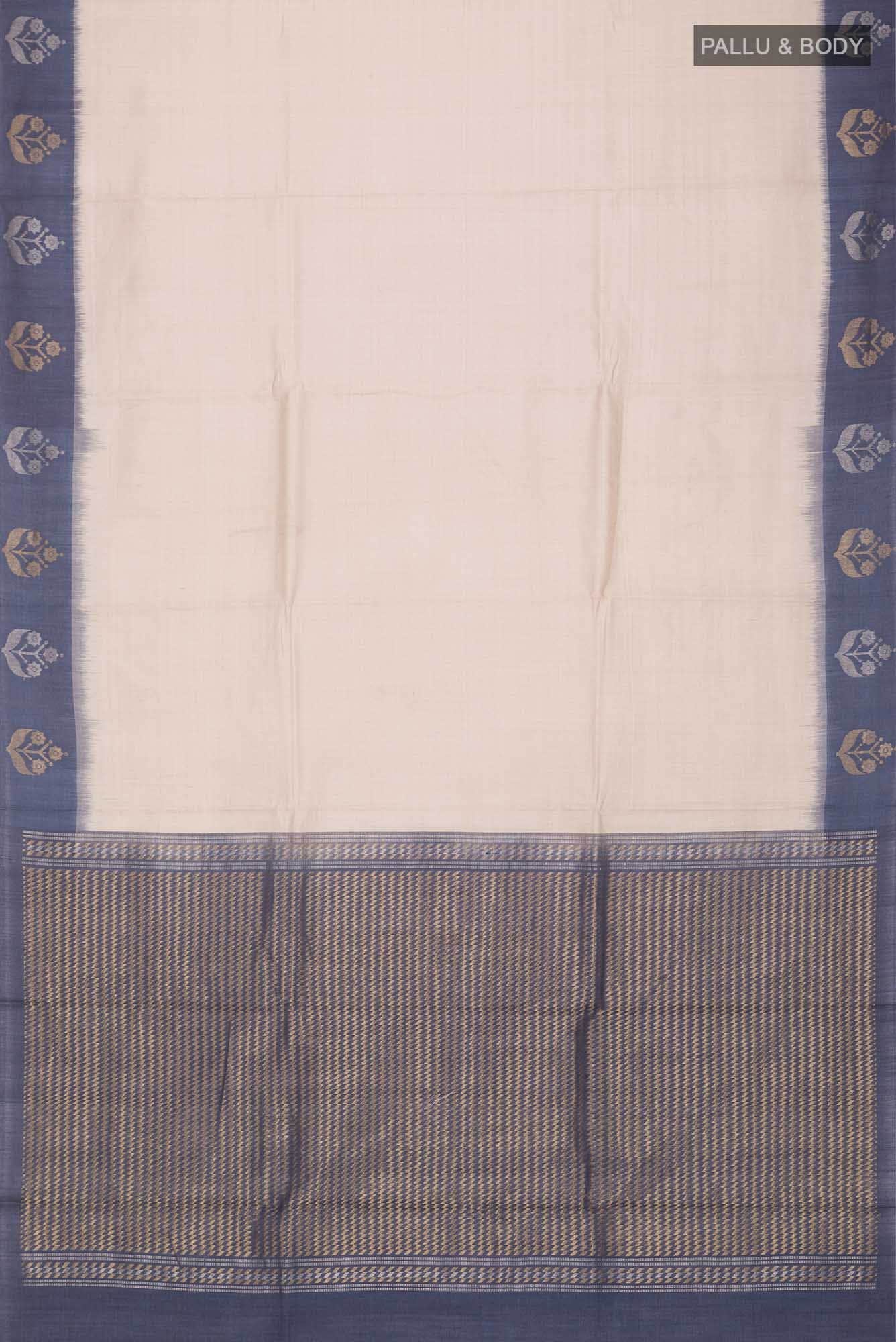 Beige Bhagalpuri Tussar Silk Saree