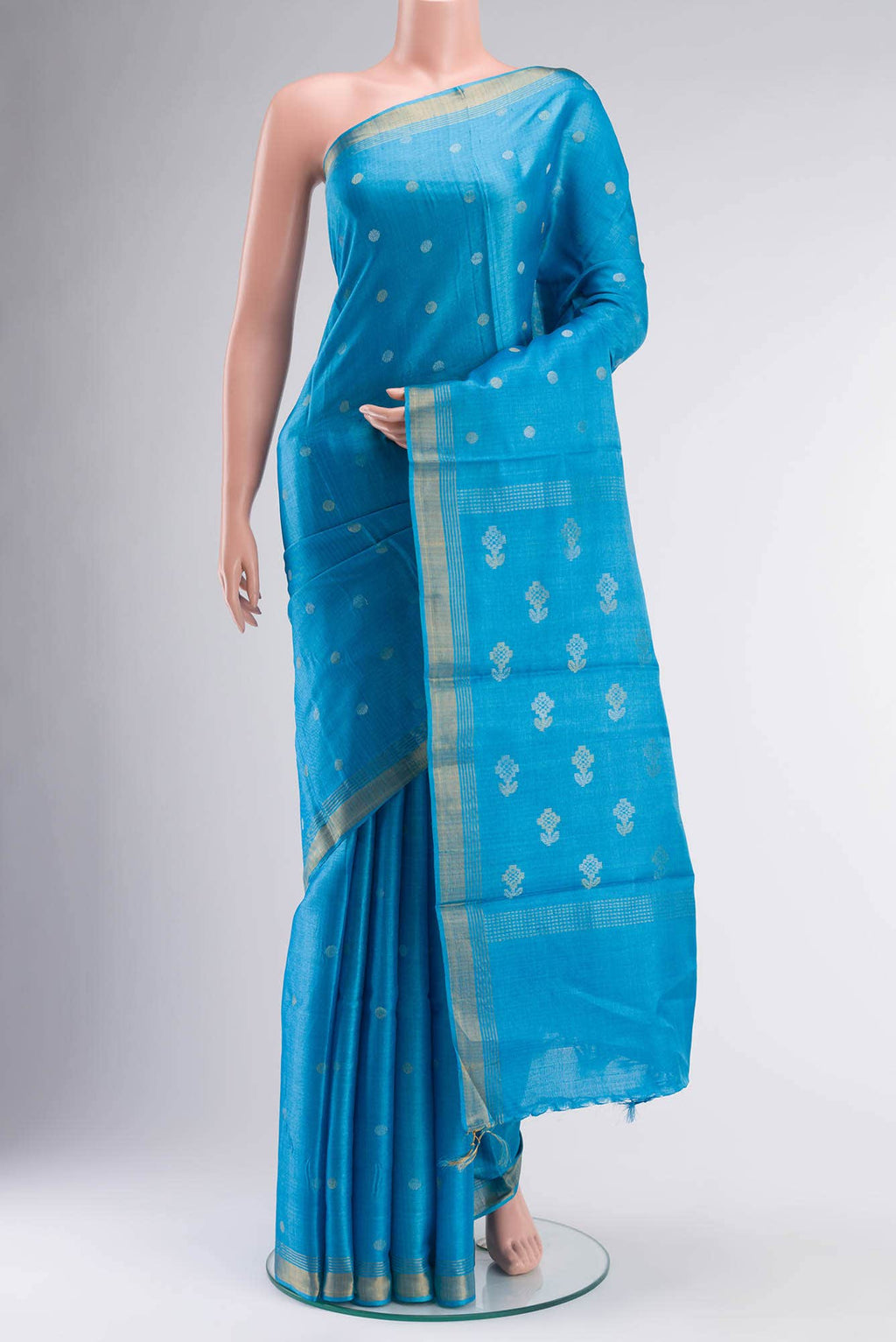 Blue Bhagalpuri Tussar Silk Saree
