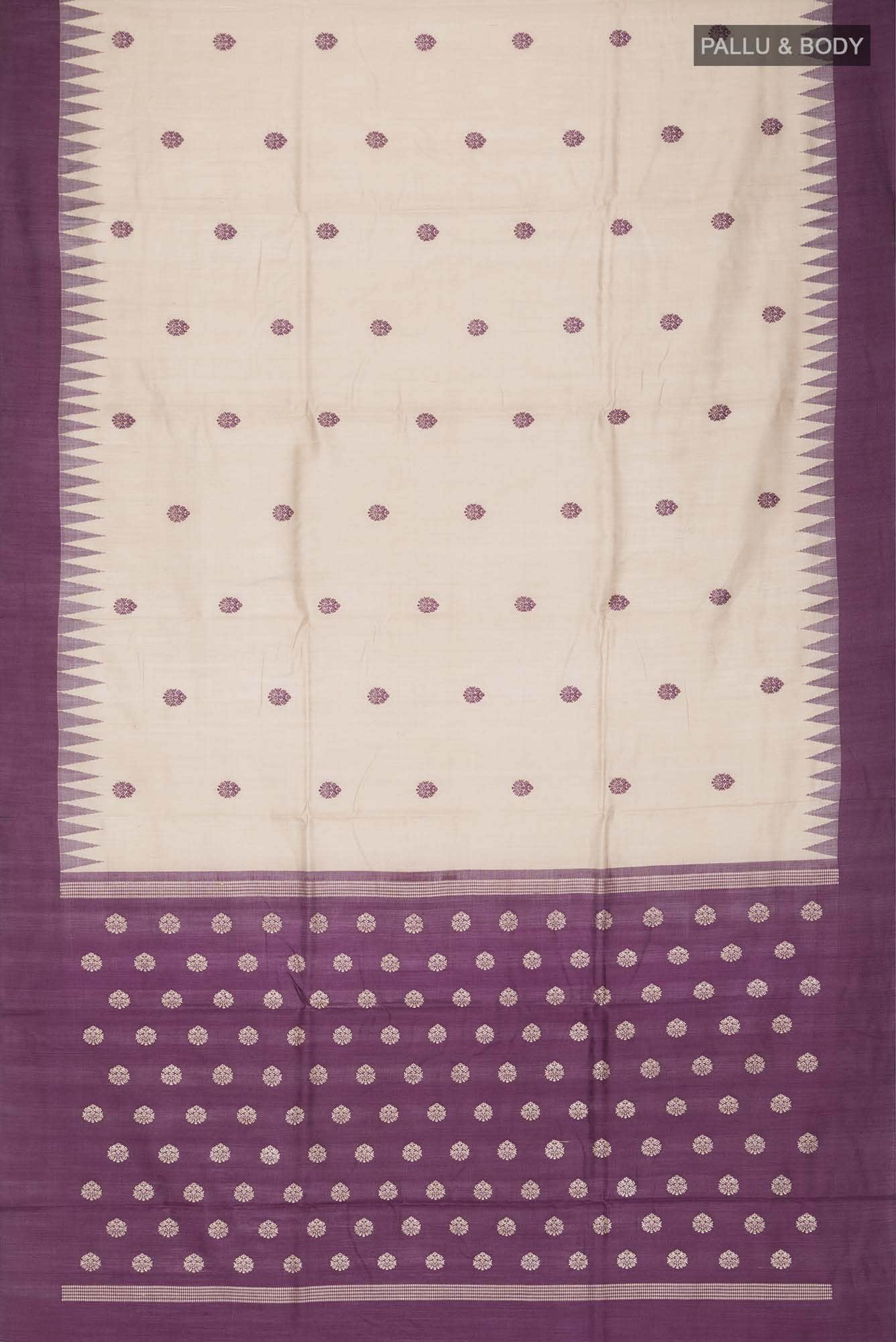 Beige Bhagalpuri Tussar Silk Saree