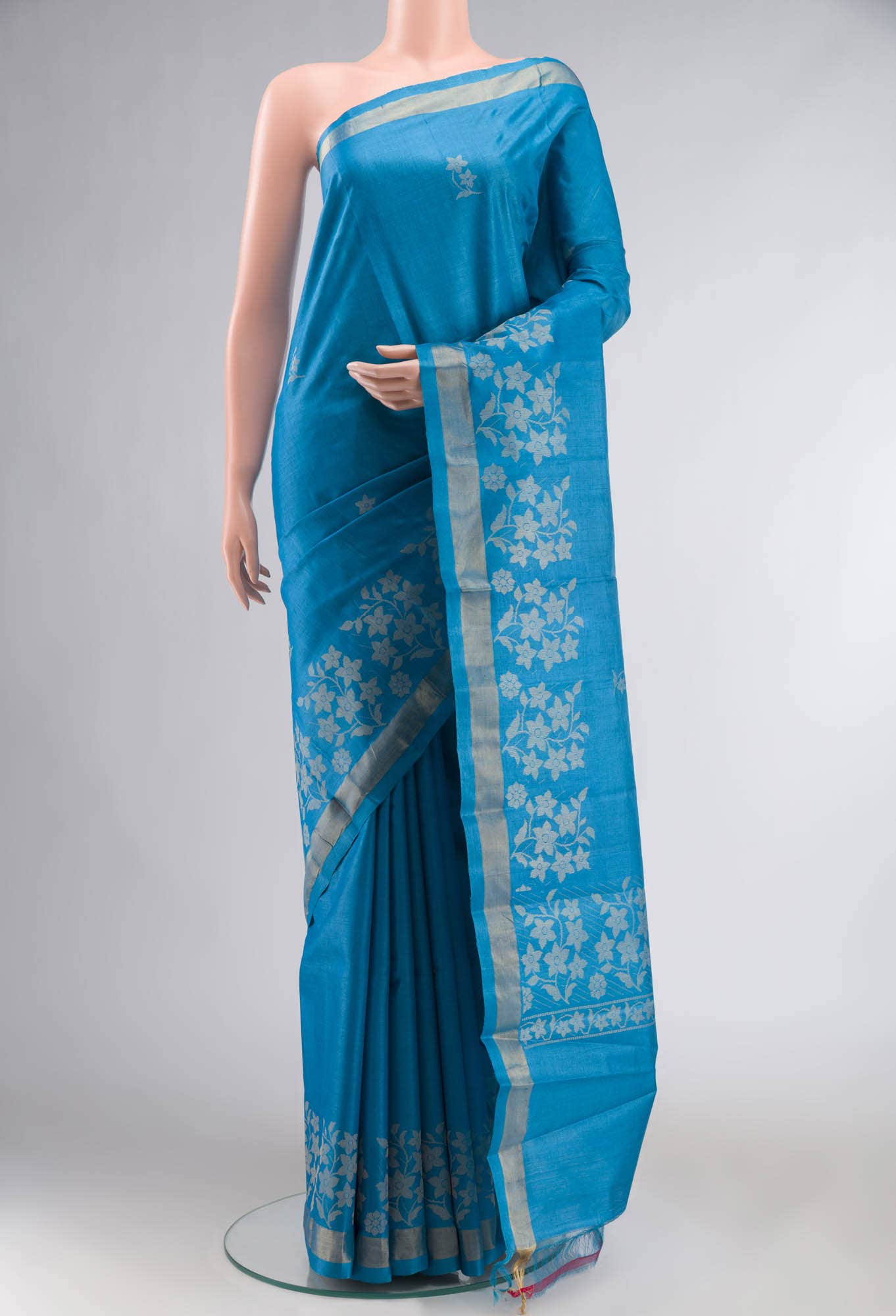 Blue Bhagalpuri Tussar Silk Saree