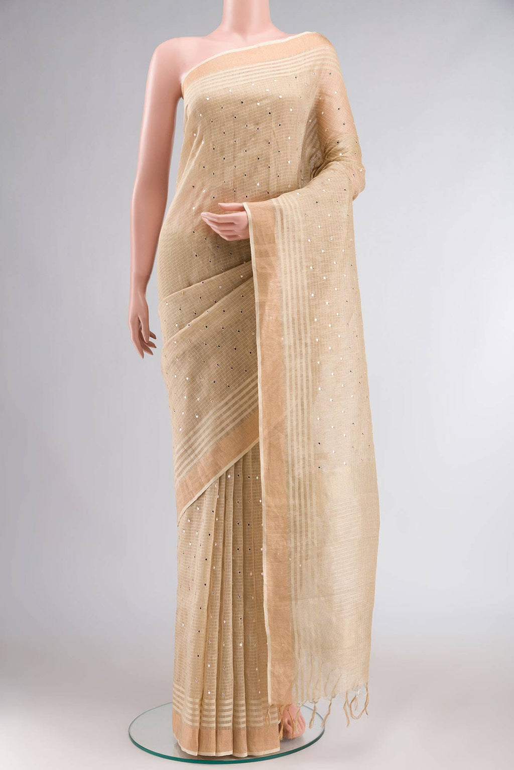 Beige Linen Saree
