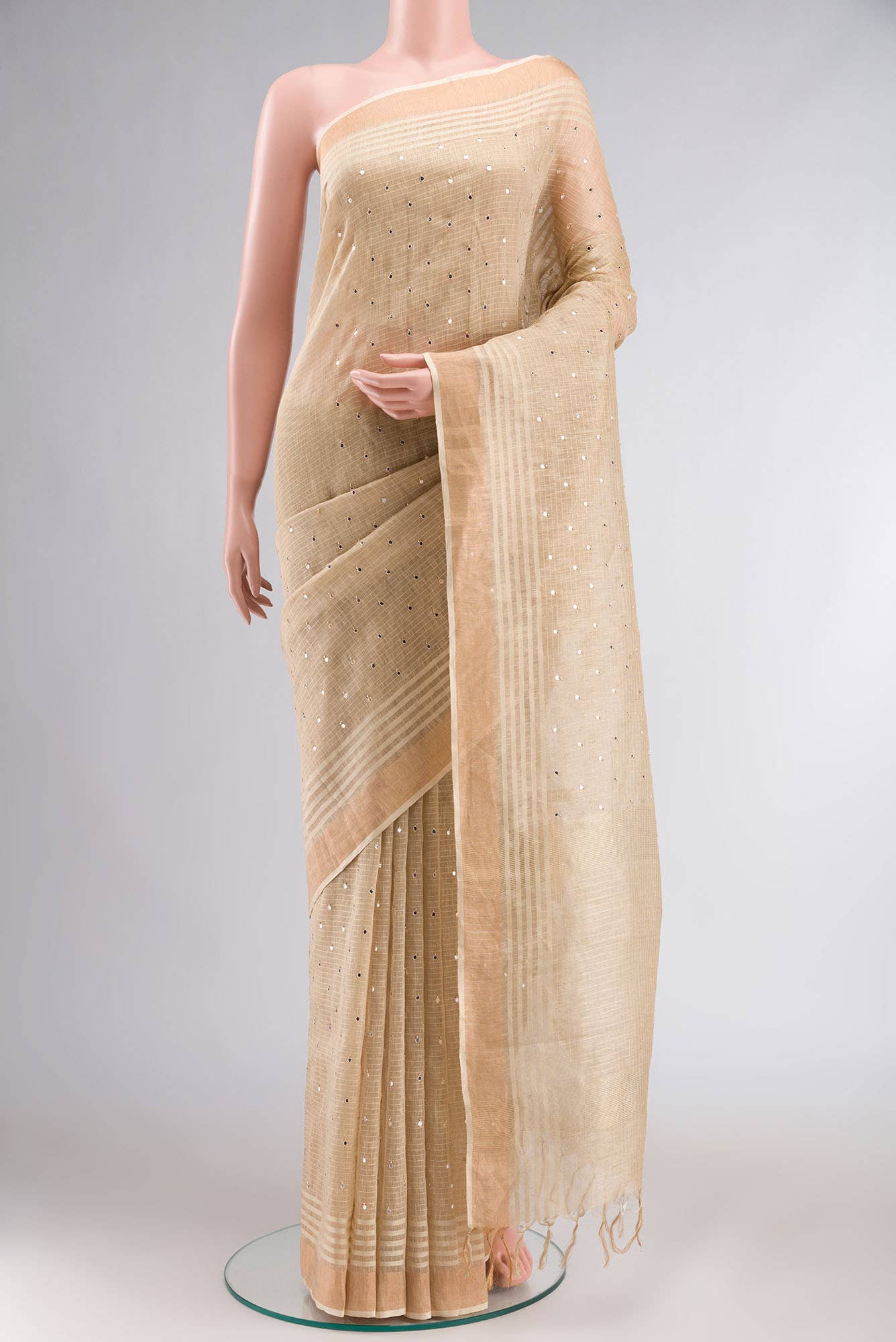 Beige Linen Saree