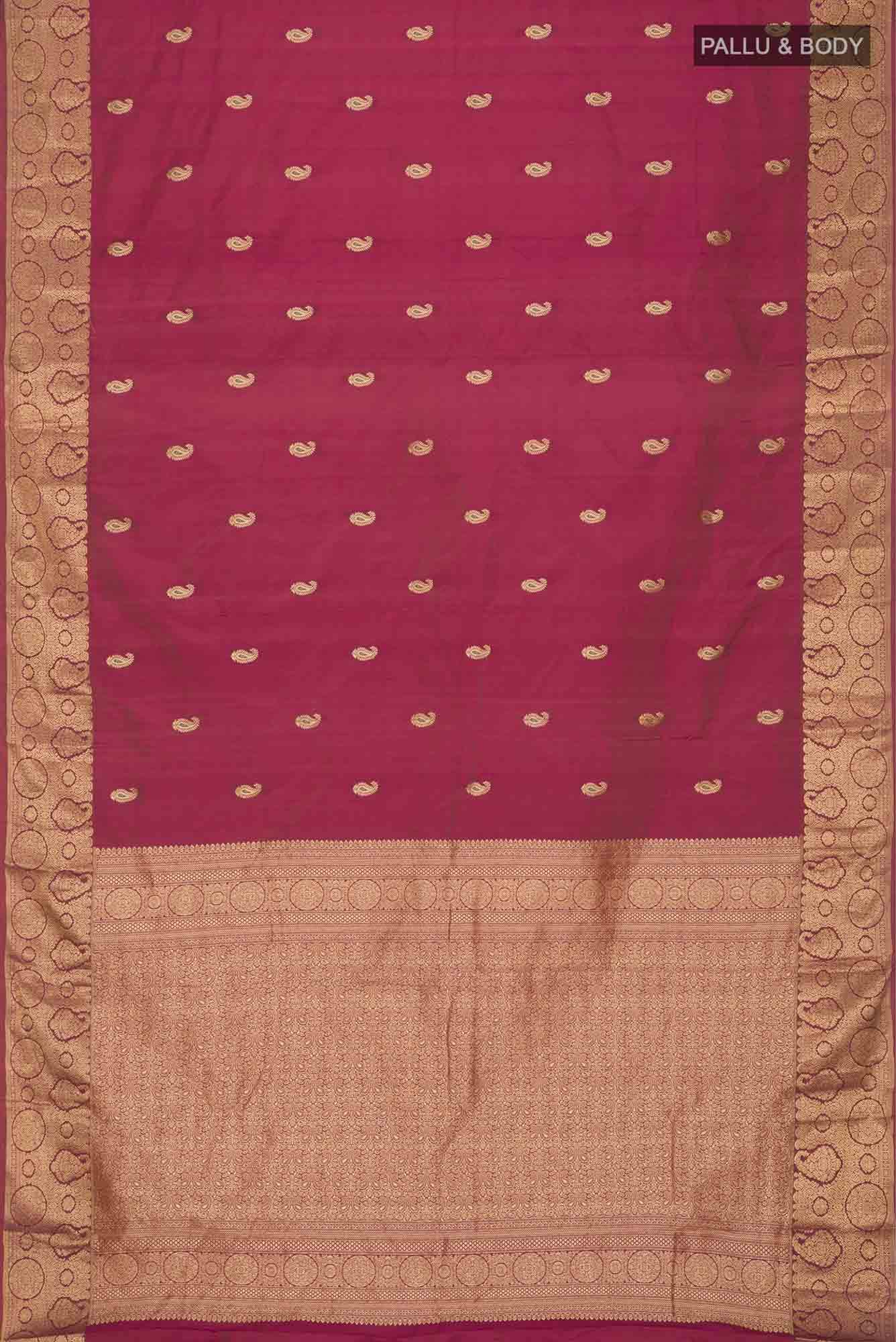 Dark Pink Blended Bangalore Silk Saree