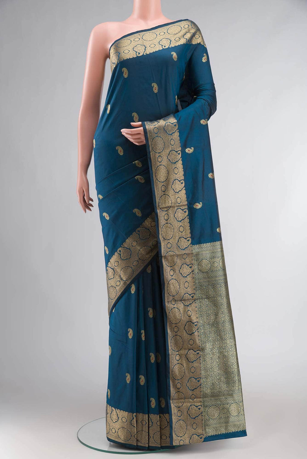 Blue Blended Bangalore Silk Saree