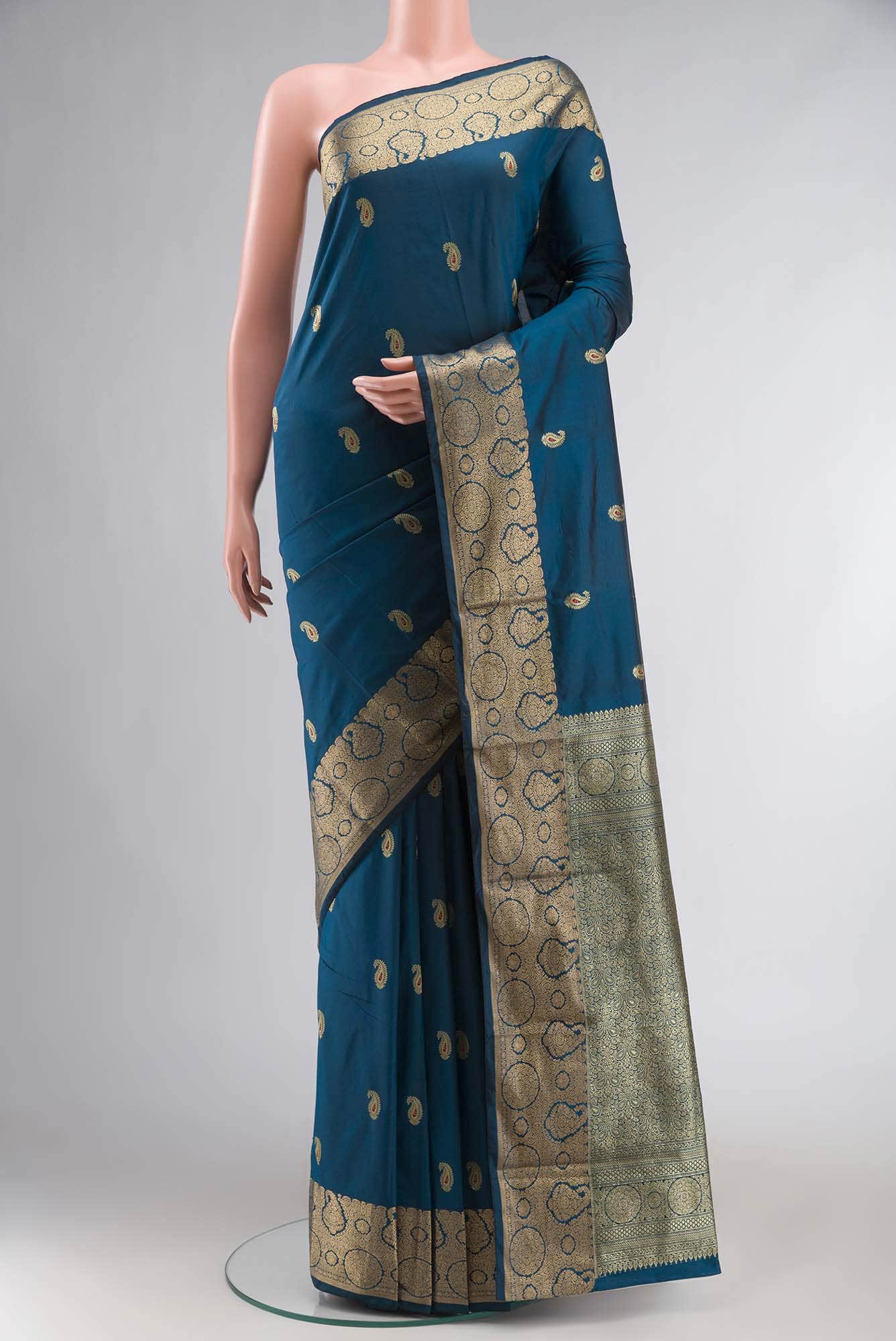 Blue Blended Bangalore Silk Saree