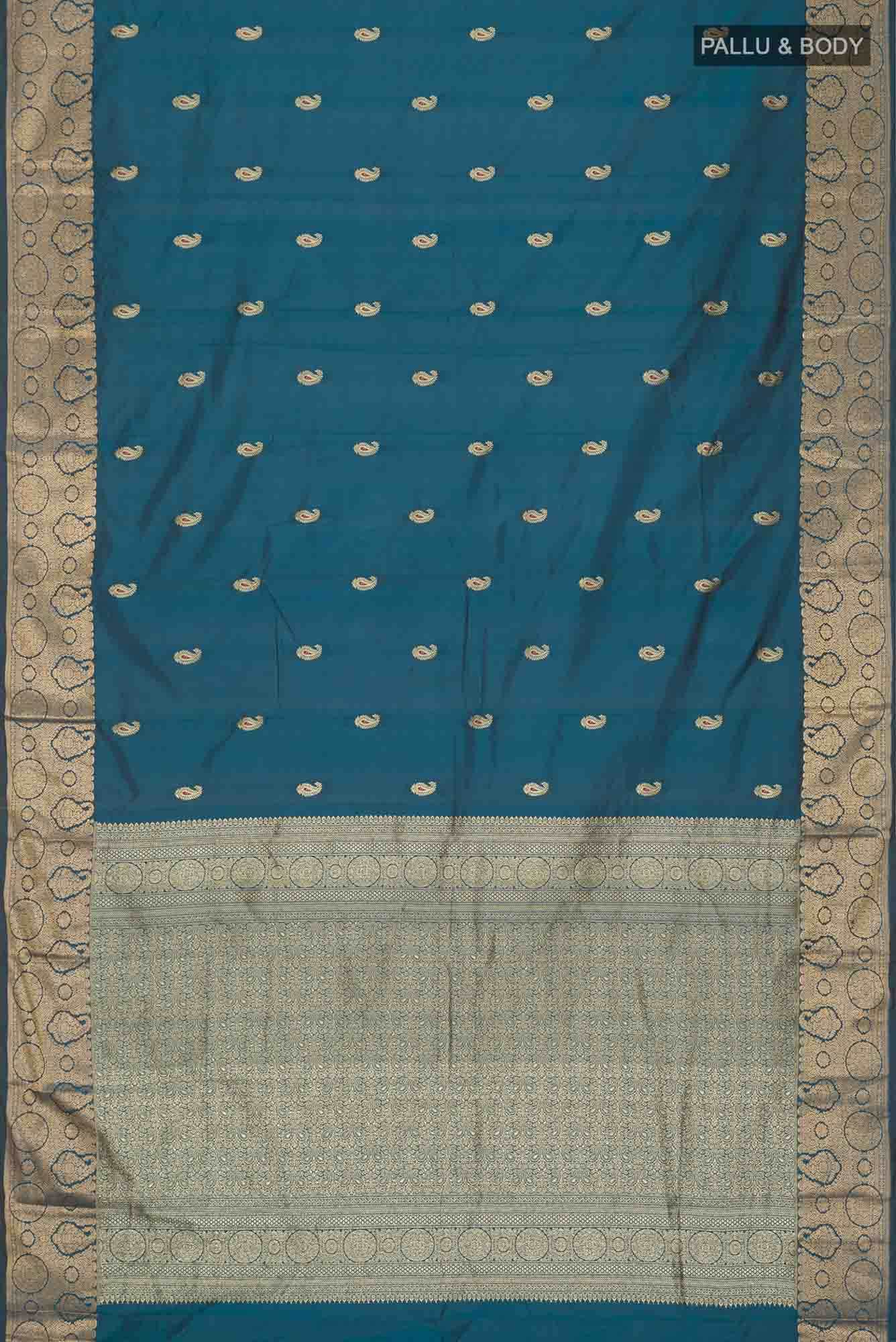 Blue Blended Bangalore Silk Saree