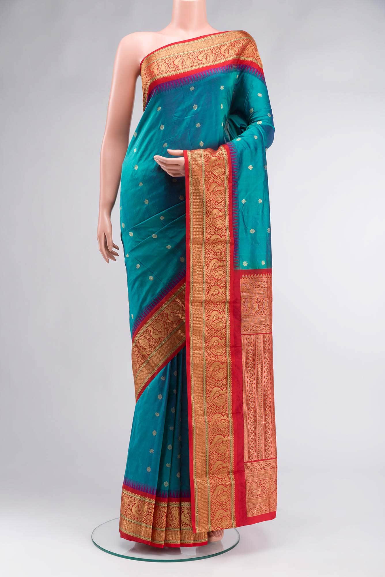 Blue Blended Bangalore Silk Saree
