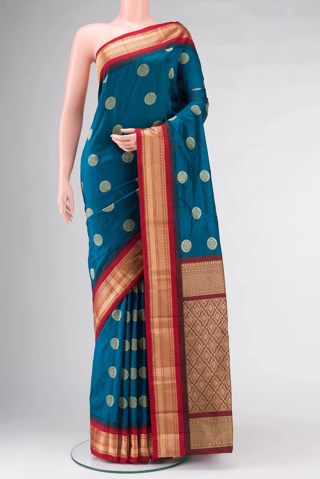 Blue Blended Bangalore Silk Saree
