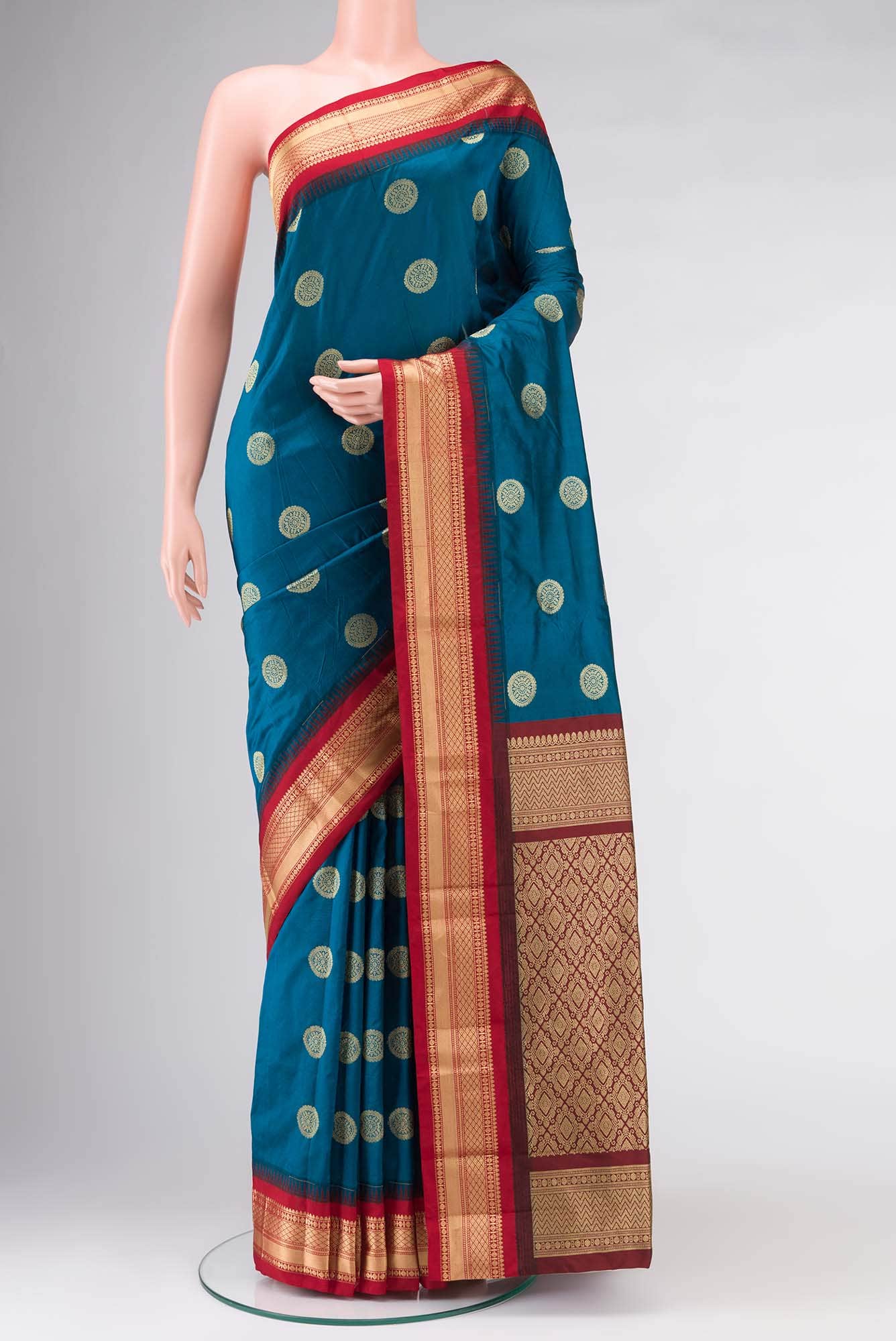 Blue Blended Bangalore Silk Saree