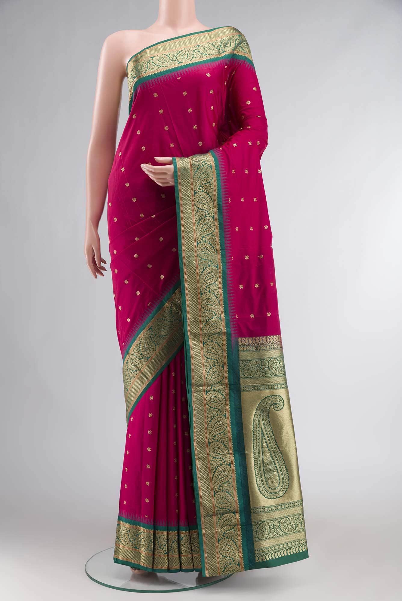 Dark Pink Blended Bangalore Silk Saree