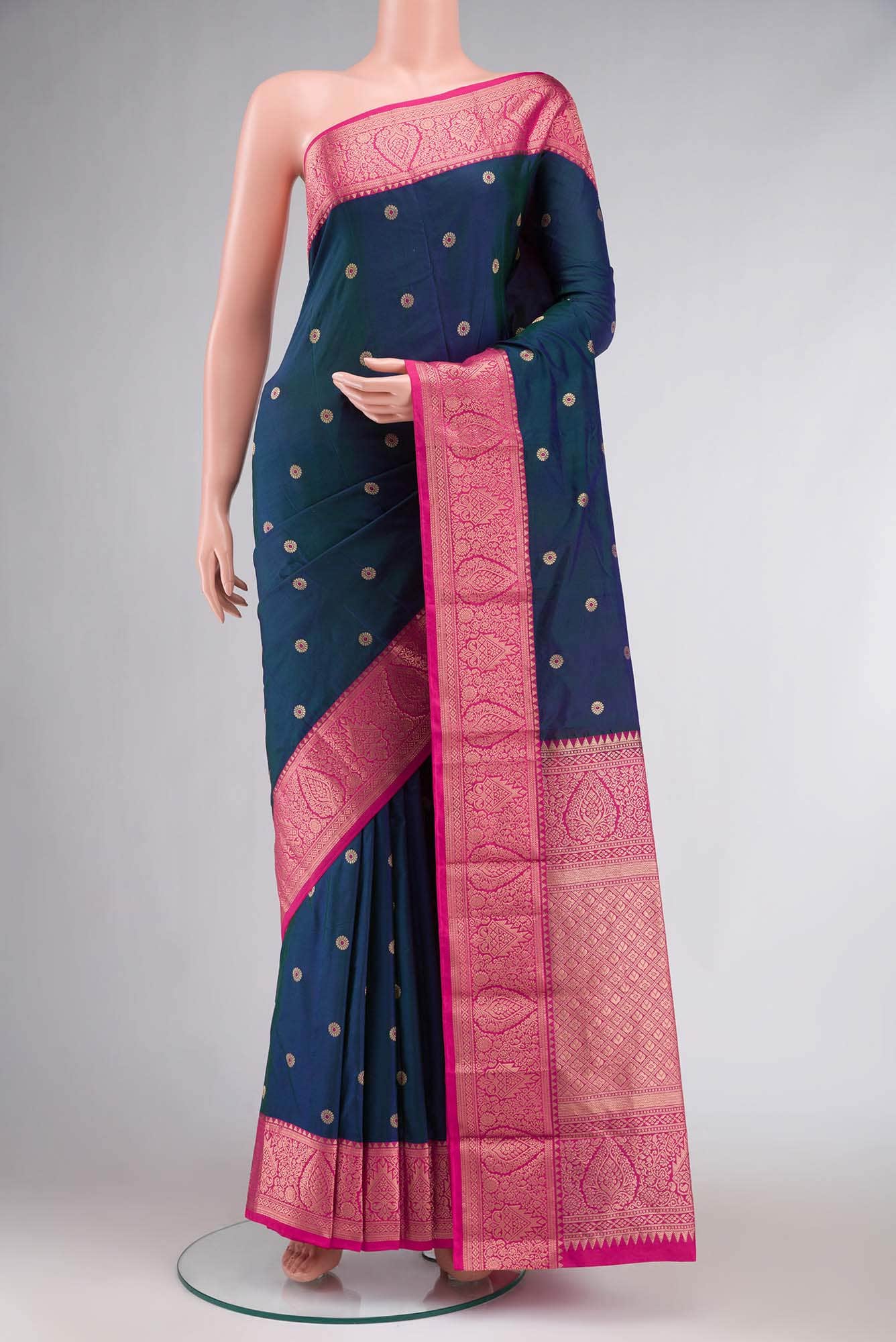 Blue Blended Bangalore Silk Saree