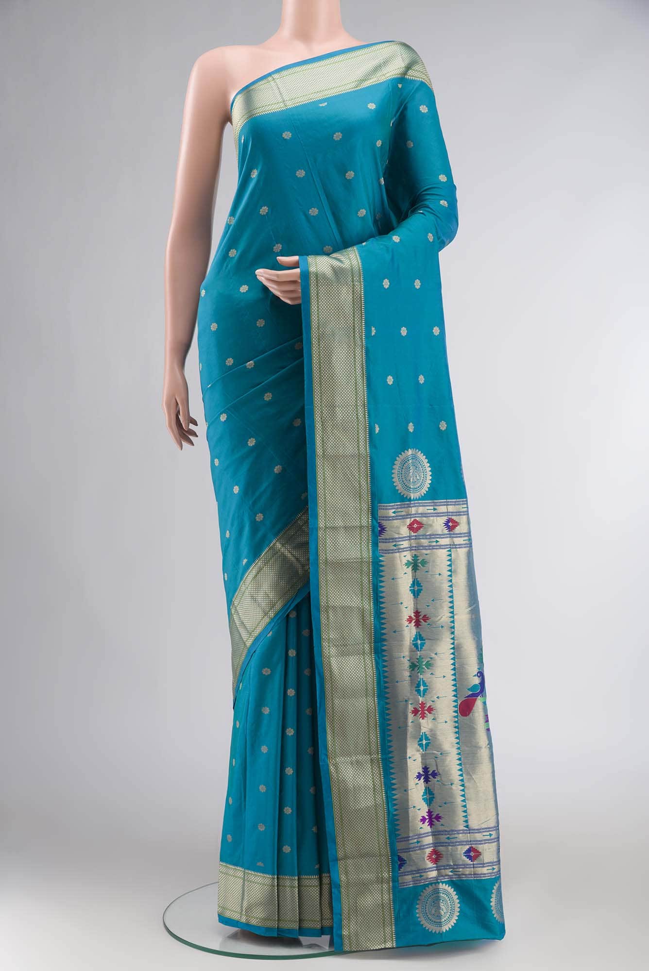 Blue Blended Bangalore Silk Saree