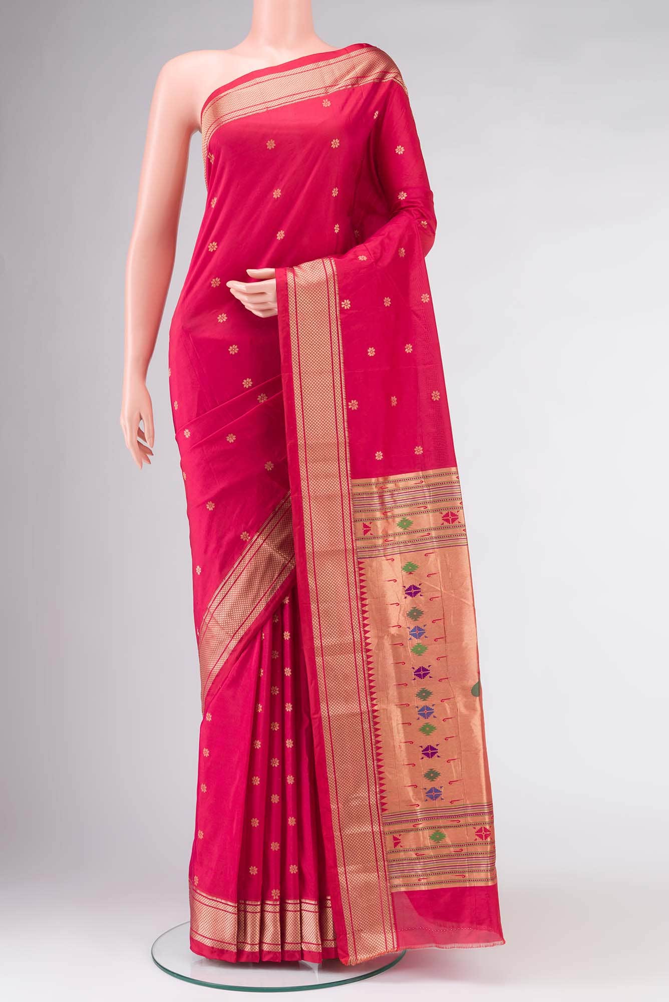 Pink with Red Dual Tone Blended Bangalore Silk Saree