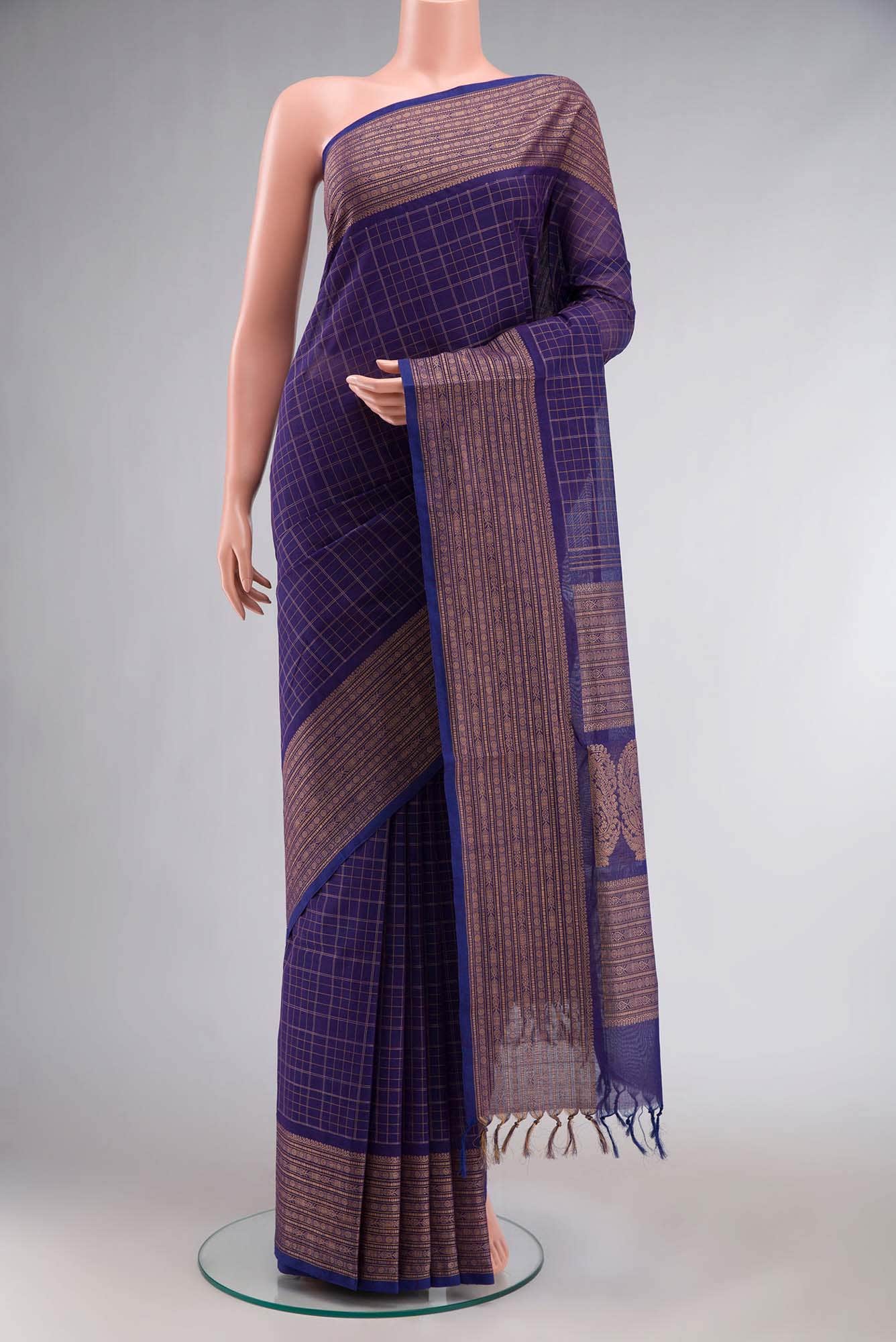 Blue Coimbatore Cotton Saree
