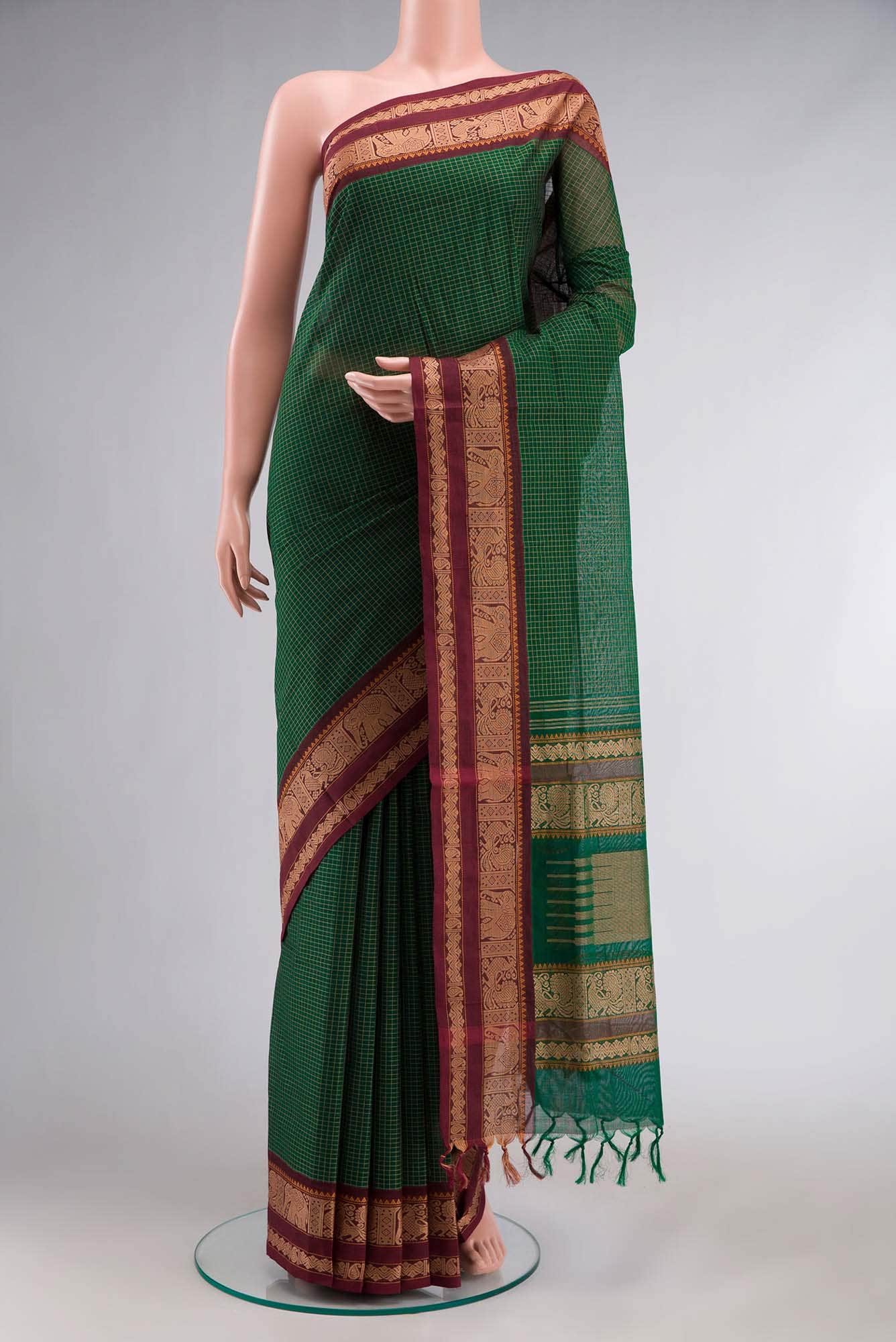Green Coimbatore Cotton Saree